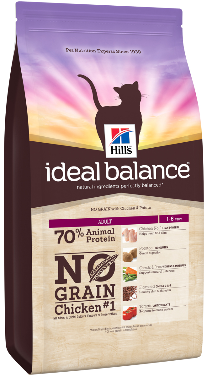 Корм сухой Hills Ideal Balance Feline Adult NO GRAIN для кошек, курица и картофель, 2 кг3133 Корм сухой Hills Ideal Balance Feline Adult NO GRAIN для кошек, курица и картофель, 2 кг3133Рацион Ideal Balance компании Hill’s идеально сбалансирован для поддержания здоровья вашей кошки. Корм без кукурузы, пшеницы и сои. Без искусственных красителей, ароматизаторов и консервантов. Натуральные ингредиенты плюс витамины, минералы и аминокислоты. Ингредиенты варьируются в зависимости от разновидности рациона Ideal Balance. Рекомендуется • Кошкам от 1 до 7 лет, умеренно активным. Не рекомендуется • Котятам • Беременным и кормящим кошкам. В течение беременности и лактации кошек следует перевести на рацион для котят Ideal Balance Kitten. Дополнительная информация • Рационы Ideal Balance Feline Adult для кошек выпускаются в сухом и консервированном виде с несколькими превосходными вкусами, которые понравятся вашей кошке. Ключевые преимущества • Контролируемое содержание протеина и натрия обеспечивает идеальный баланс нутриентов для поддержания крепкого здоровья • Контролируемое...