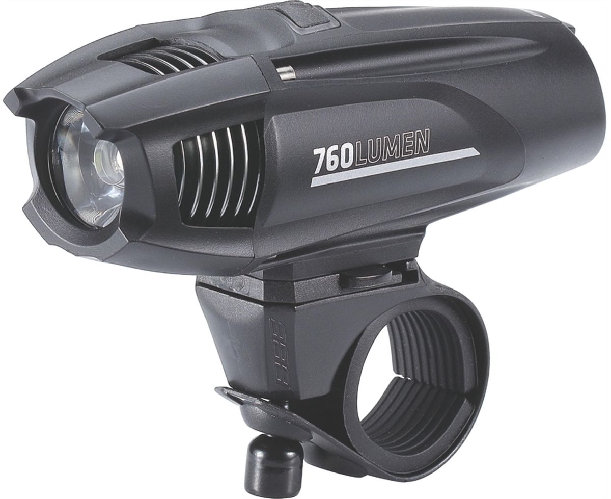 Фонарь велосипедный BBB Strike 760 Lumen LED, переднийBLS-74 Фонарь велосипедный BBB Strike 760 Lumen LED, переднийBLS-74Фонарь Strike 760 мощный, круглый световой поток, который одинаково хорошо подходит как для шоссе, так и для маунтинбайка. Устанавливается как на шлем, так и на руль. Питание от встроенного аккумулятора. Мощный светодиод XML CREE LED со световым потоком 760 Люмен. Быстро и просто заряжается от USB. Индикатор заряда батареи. Водонепроницаемый. Сменный встроенный аккумулятор EnergyBar (BLS-93). Литий-ионный аккумулятор Samsung (2600mAh, 3.7V). 5 режимов: Супер яркий, яркий, стандартный, экономичный и мигающий. В комплекте крепление на руль TightFix (BLS-94). В комплекте кабель mini USB. Вес: 127 гр. (в комплекте с креплением). Размер: 112х35х40 мм. Цвет: черный.