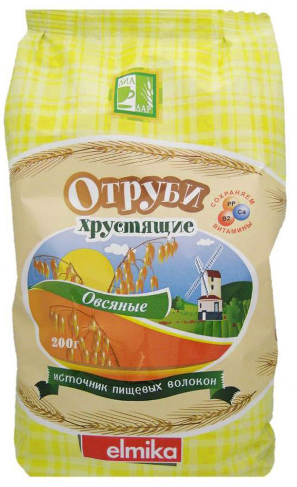 Диадар Отруби хрустящие Овсяные, 200 г4607061252438 Диадар Отруби хрустящие Овсяные, 200 г4607061252438Абсорбирующее действие отрубей и пищевые волокна способствуют очищению организма, поглощая и нейтрализуя поступающие с пищей и образующиеся в процессе пищеварения токсичные вещества и аллергены, обеспечивают подавление аппетита.