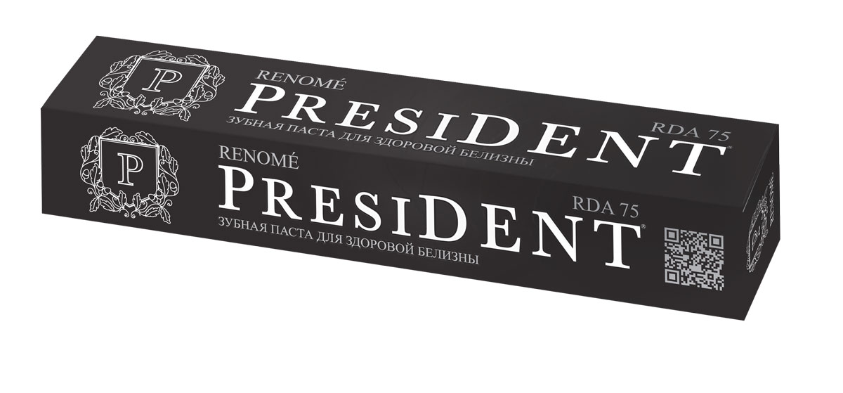 Зубная паста President Renome, 75 мл4310-880151 Зубная паста President Renome, 75 мл4310-880151Зубная паста President Renome предназначена для всех, кто заботится о своем реноме, ценит здоровую белизну, беспокоится о свежести дыхания. Профилактика образования зубного налета и неприятного запаха, защита от зубного камня и кариеса. RDA 75 Содержание фторидов 1350 ppm Эффективная система бережного очищения (контролируемая абразивность RDA 75) гарантирует экстраэффективное безопасное удаление зубного налета. Комбинация двух очищающих компонентов: высокодисперсного соединения кальция и Syloblanc обеспечивает экстраординарные очищающие и полирующие свойства на фоне низкой абразивности. Сферолиты Syloblanc максимально эффективно очищают призмы эмали, а кристаллы-ромбики высокодисперсного соединения кальция - межпризменные пространства. Пасту можно использовать как с обычной, так и с электрической зубной щеткой. Регулярное ежедневное применение обеспечивает здоровую белизну, минерализацию зубной эмали, оздоровление десен. Экстракт мяты Пьемонте в составе новейшей системы...