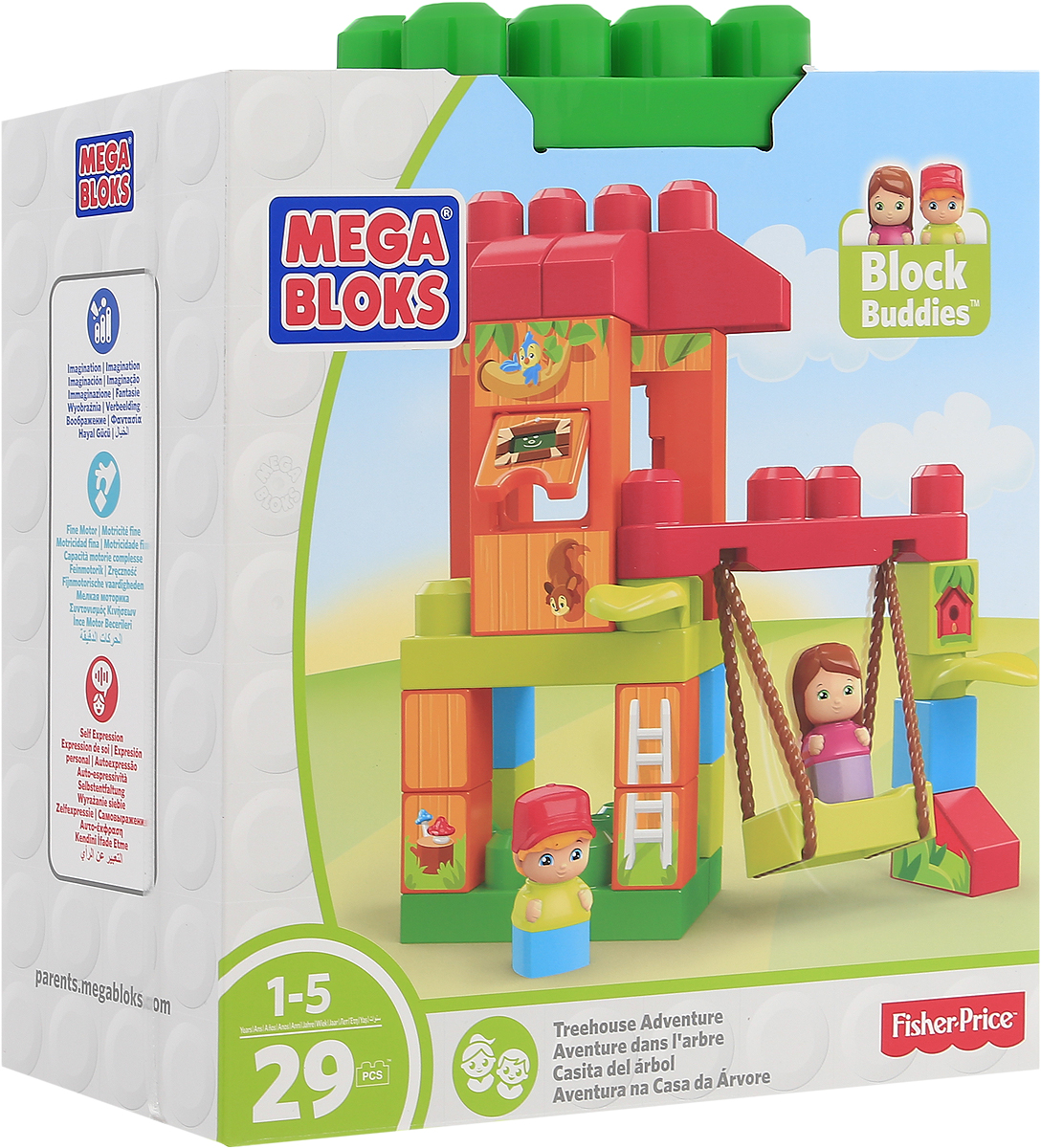 Mega Bloks Storytelling Конструктор Домик на деревеDKX85_DXH37 Mega Bloks Storytelling Конструктор Домик на деревеDKX85_DXH37Придумывайте невероятные истории в домике на дереве с двумя веселыми друзьями! На качелях ваш малыш сможет катать обитателей домика. Помогите им вскарабкаться на вершину и открыть окошко, чтобы посмотреть, что внутри домика! Набор включает в себя 29 разноцветных пластиковых элементов. Конструктор станет замечательным сюрпризом вашему ребенку, который будет способствовать развитию мелкой моторики рук, внимательности, усидчивости и мышления. Играя с конструктором, ребенок научится собирать детали по образцу, проводить время с пользой и удовольствием.
