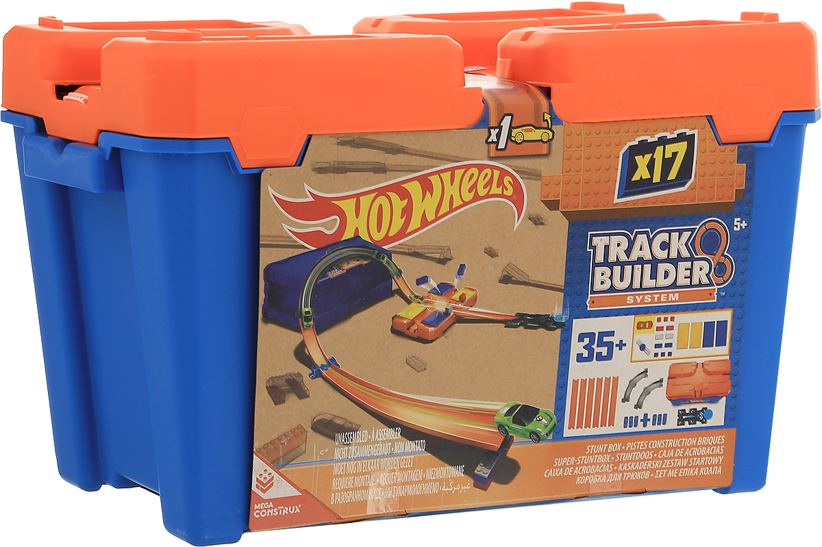 Hot Wheels Track Builder Игрушечный трек Стартовый набор для трюковDWW95 Hot Wheels Track Builder Игрушечный трек Стартовый набор для трюковDWW95Игрушечный трек Hot Wheels Стартовый набор для трюков включает в себя дорожки трека, соединители, пускатели, пандусы, несколько разъемов, сплит-петлю, поворот на 90 градусов, а также новые кубики, которые имеют множество крутых вариантов комбинаций и добавят игре еще большего запала. Помимо всего этого в набор включена машинка Hot Wheels. Упаковка элементов трека также служит элементом игры и одновременно удобным контейнером для хранения деталей. Этот впечатляющий набор является отличным способом, чтобы начать свою коллекцию Builder Track!
