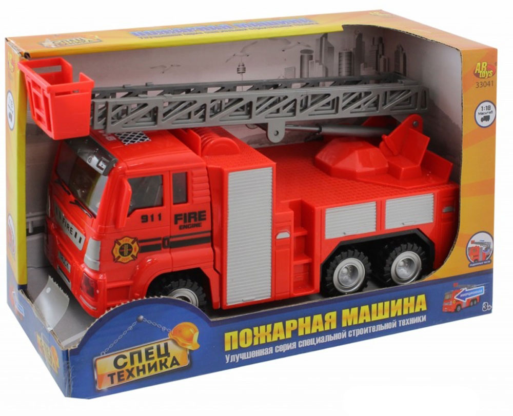 ABtoys Пожарная машина инерционная33041 ABtoys Пожарная машина инерционная33041Инерционная пожарная машина из серии Спецтехника от ABtoys имеет высокую детализацию и выполнена в масштабе 1:18. Игрушка станет отличным подарком мальчику, увлекающемуся сюжетными играми, ведь с данным авто он сможет потушить не один выдуманный пожар. А благодаря встроенному инерционному механизму, который без особого труда может привести машинку в движение - играть с ней будет весьма интересно и увлекательно. Пожарная лестница может выдвигаться. Подарите вашему малышу возможность почувствовать себя настоящим водителем.