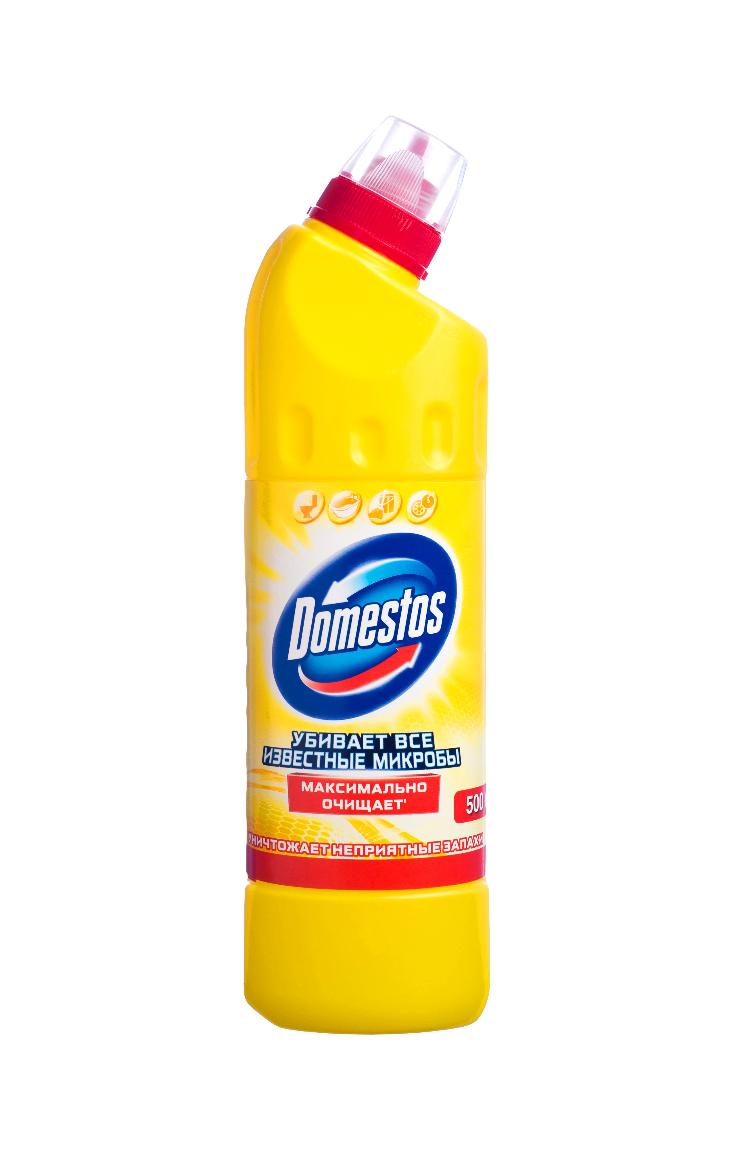 Domestos Двойная сила Чистящее и дезинфицирующее средство Универсальное Лимонная свежесть 500 мл21146991 Domestos Двойная сила Чистящее и дезинфицирующее средство Универсальное Лимонная свежесть 500 мл21146991Универсальное чистящее средство Domestos Двойная сила. Лимонная свежесть подходит для уборки раковин и ванн, кафеля, пола, унитаза, сливов и водостоков на кухне и в ванной. Чистит до блеска, дезинфицирует и отбеливает. Domestos не только очищает поверхности, но и помогает бороться со всеми известными микробами - в том числе, вызывающими опасные заболевания, обеспечивая свежий аромат. Густой, многофункциональный, экономичный и невероятно эффективный. Среди средств для туалетов Domestos - бесспорный лидер, благодаря густой формуле и удобной форме бутылки. Нельзя забывать, что гигиена важна не только в туалете, но и в ванной. Влага и тепло - идеальные условия для размножения бактерий, грибка, плесени. Регулярное использование небольшого количества Domestos на мокрой тряпке или губке в ванной убирает мыльной осадок, темные пятна, дезинфицирует поверхности. Domestos безопасен. При надлежащем использовании Domestos абсолютно безвреден как для людей, так и для окружающей...