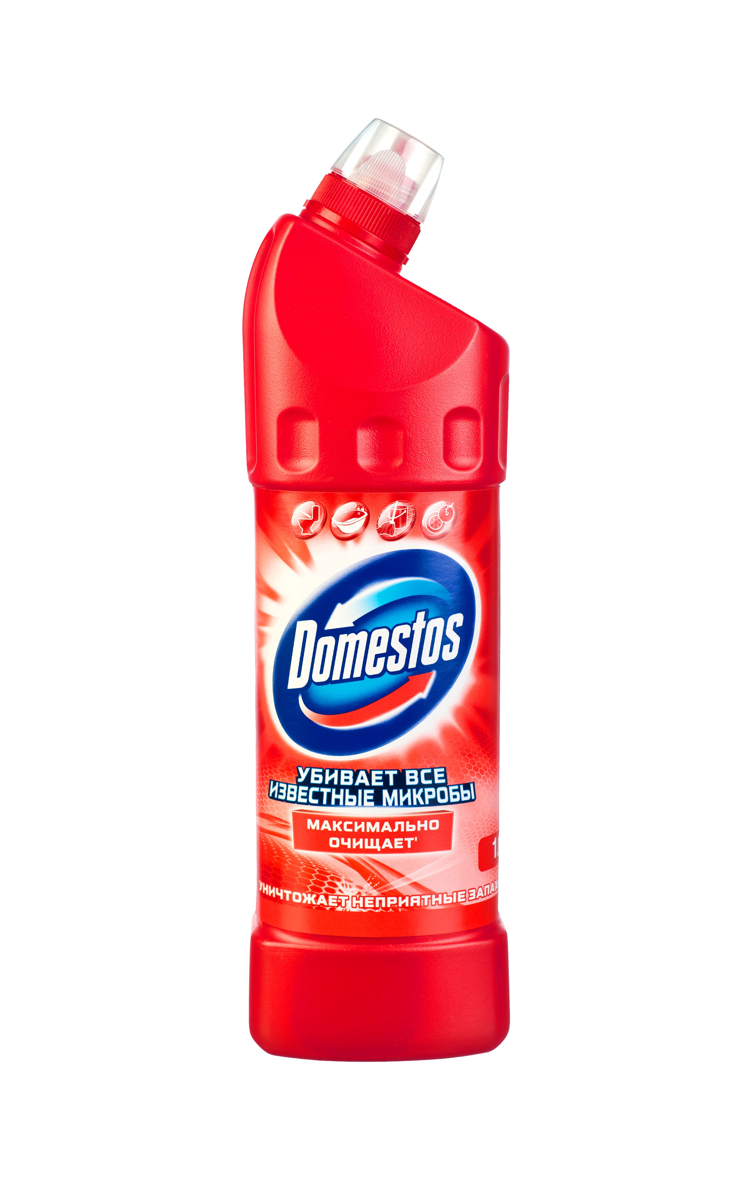 Domestos Двойная сила Чистящее средство универсальное Фруктовая свежесть 1 л21012649/8828577 Domestos Двойная сила Чистящее средство универсальное Фруктовая свежесть 1 л21012649/8828577Универсальное чистящее средство Domestos Двойная сила. Фруктовая свежесть подходит для уборки раковин и ванн, кафеля, пола, унитаза, сливов и водостоков на кухне и в ванной. Чистит до блеска, дезинфицирует и отбеливает. Domestos не только очищает поверхности, но и помогает бороться со всеми известными микробами - в том числе, вызывающими опасные заболевания, обеспечивая свежий аромат. Густой, многофункциональный, экономичный и невероятно эффективный. Среди средств для туалетов Domestos - бесспорный лидер, благодаря густой формуле и удобной форме бутылки. Нельзя забывать, что гигиена важна не только в туалете, но и в ванной. Влага и тепло - идеальные условия для размножения бактерий, грибка, плесени. Регулярное использование небольшого количества Domestos на мокрой тряпке или губке в ванной убирает мыльной осадок, темные пятна, дезинфицирует поверхности. Domestos безопасен. При надлежащем использовании Domestos абсолютно безвреден как для людей, так и для окружающей...
