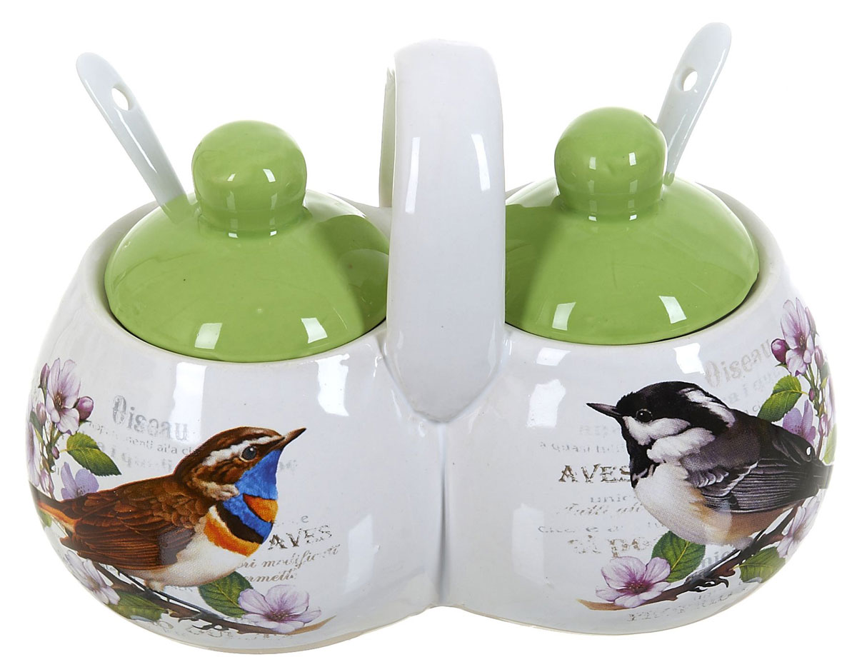 Банка для сыпучих продуктов Polystar Birds, двойная, с ложками, 250 млL2430748 Банка для сыпучих продуктов Polystar Birds, двойная, с ложками, 250 млL2430748Баночка для специй двойная 250 мл каждая емкость, с крышками и двумя керамическими ложечками. Изготовлена из керамики. Будет уместна в любом интерьере. Изделие упаковано в подарочную коробку.