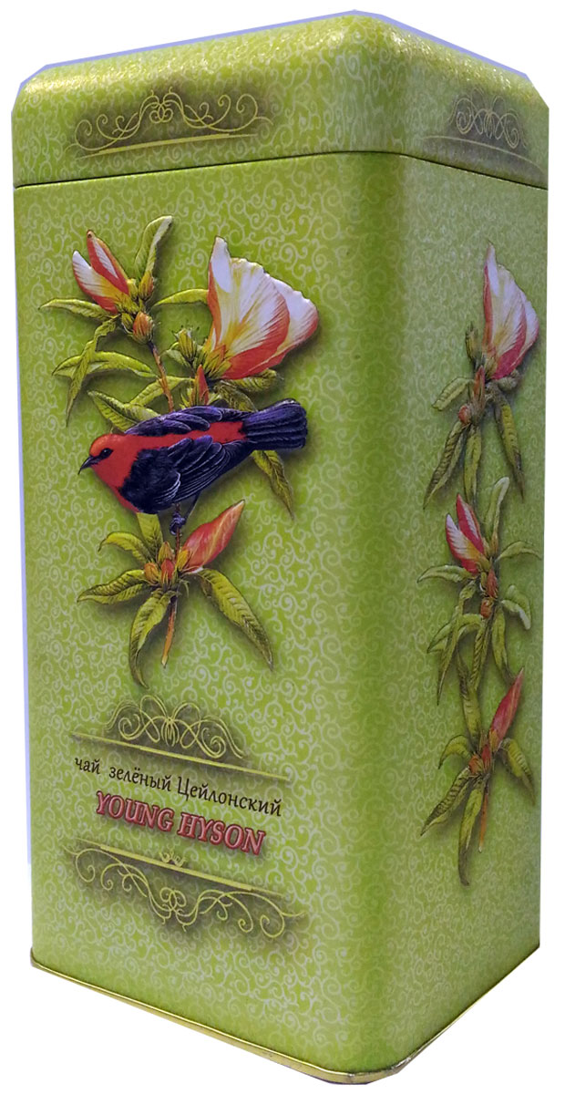 Птицы Цейлона Young Hyson чай черный листовой, 150 г4606471233020 Птицы Цейлона Young Hyson чай черный листовой, 150 г4606471233020100% цейлонский листовой байховый зеленый чаЙ. Стандарт: Young Hyson. У чая светлый и прозрачный настой, а вкус нежный, и немного сладковатый. Знак в виде Льва с 17 пятнышками на шкуре - это гарантия Бюро Цейлонского Чая на соответствие чая высокому стандарту качества, установленному Правительством и упакованному только в пределах Шри-Ланки. Внутри банки 10 наклеек с названиями сыпучих продуктов для повторного использования банки в хозяйстве.