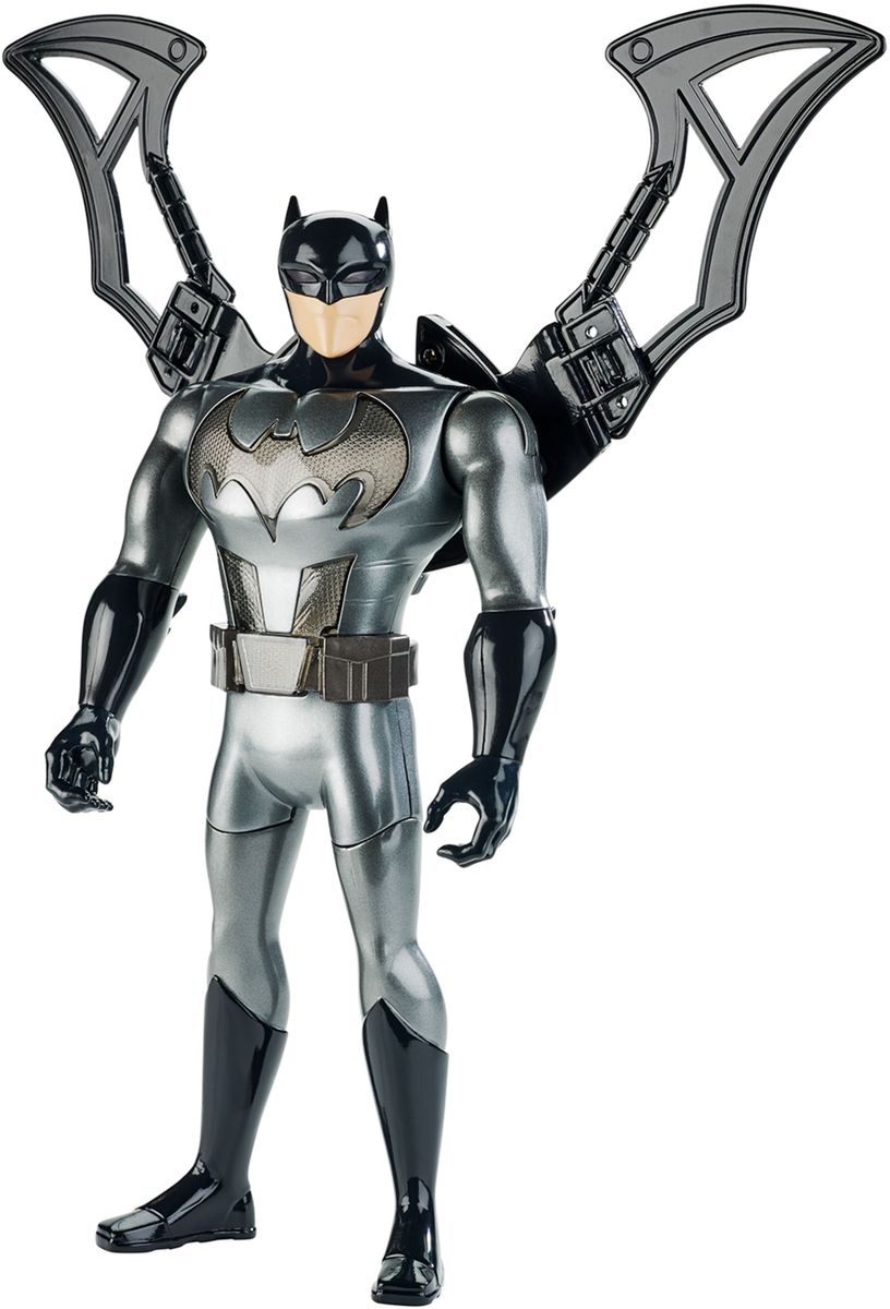 Batman Фигурка Лига Справедливости FFM04FFM04 Batman Фигурка Лига Справедливости FFM04FFM04Защитите свой город вместе с удивительной 30-сантиметровой фигуркой Бэтмена из Justice League Action! Он одет в узнаваемый серо-черный костюм, дерется руками и ногами с семью точками артикуляции, умеет трансформироваться, а его плащ может превращаться в настоящие крылья! Нажмите на ноги фигурки, чтобы активировать плащ. Летучая мышь на груди подсвечивается светодиодами и издает знакомые любому фанату Бэтмена звуки. Работает от плоской батарейки типа AG13 (LR44), которая входит в комплект.