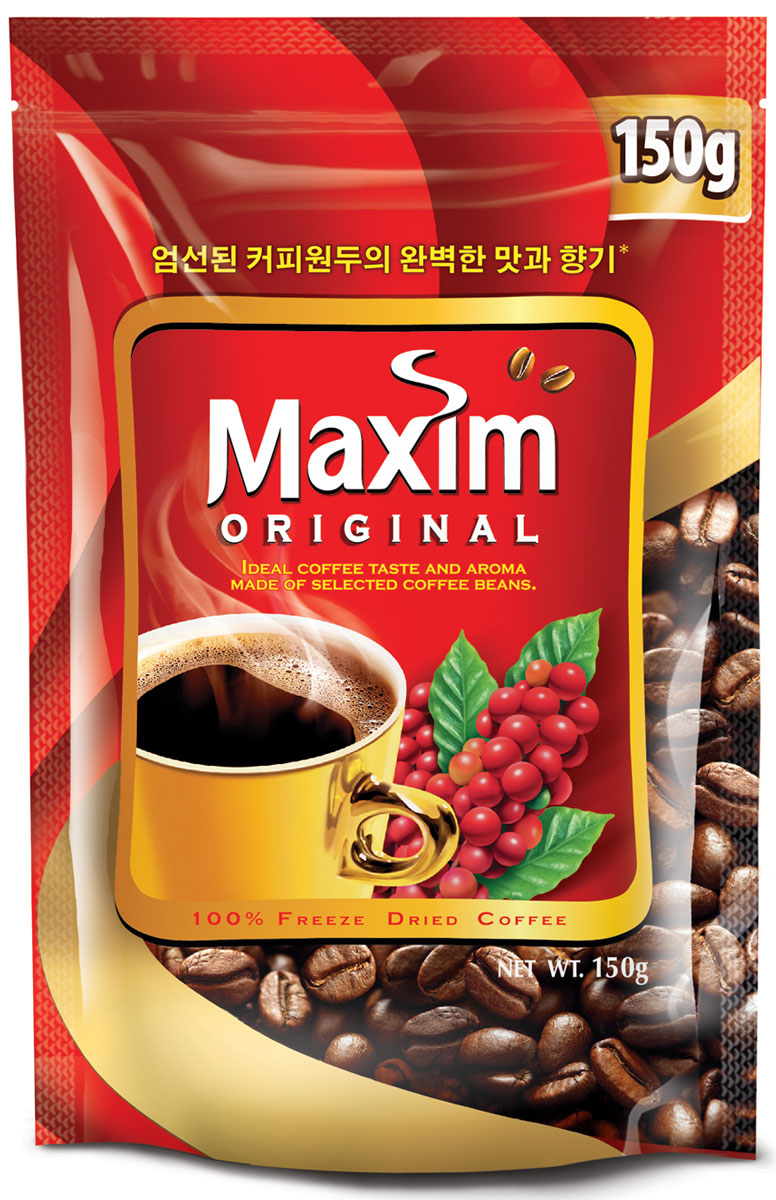 Maxim кофе натуральный растворимый сублимированный, 150 г4251201 Maxim кофе натуральный растворимый сублимированный, 150 г4251201Maxim – это сублимированный кофе высокого качества по доступной цене. Это бренд №2 в Сибири и на Дальнем Востоке. Ведет свою историю с 1971 года. Представлен двумя вкусами – Original и Mild. Maxim Original - это идеально сбалансированный вкус и притягательный аромат, приготовлен из отборных кофейных зёрен.