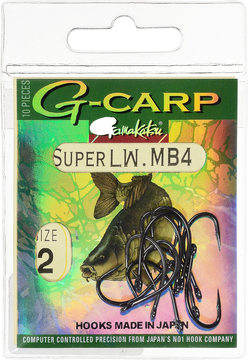 Крючок рыболовный Gamakatsu G-Carp Super LW MB4, размер 2, 10 шт14686600200 Крючок рыболовный Gamakatsu G-Carp Super LW MB4, размер 2, 10 шт14686600200Крючок Gamakatsu G-Carp Super LW MB4 подходит для ловли карпа. Изделие изготовлено из стали повышенной прочности. Крючок долго остается острым и легко впивается даже в твердую кость. Крючок не имеет бокового отгиба, жало прямое. Применяется в составе волосяных оснасток с тонущими насадками, а также с насадками типа снеговик. Подходит для растительных и животных насадок. Крючок прекрасно справляется на участках дна с наличием донного мусора. Размер: 2. Количество: 10 шт. Вид головки: кольцо.