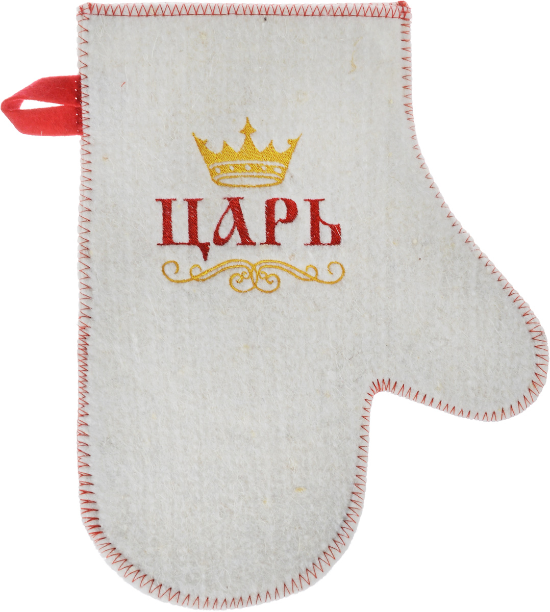 Рукавица для бани и сауны Главбаня ЦарьБ4304 Рукавица для бани и сауны Главбаня ЦарьБ4304Рукавица Главбаня Царь, изготовленная из войлока, - незаменимый банный атрибут. Изделие декорировано ярким рисунком и оснащено петелькой для подвешивания на крючок. Такая рукавица защищает руки от горячего пара, делает комфортным пребывание в парной. Также ею можно прекрасно промассировать тело. Размер рукавицы: 23 х 28 см. Материал: войлок (50% шерсть, 50% полиэфир).