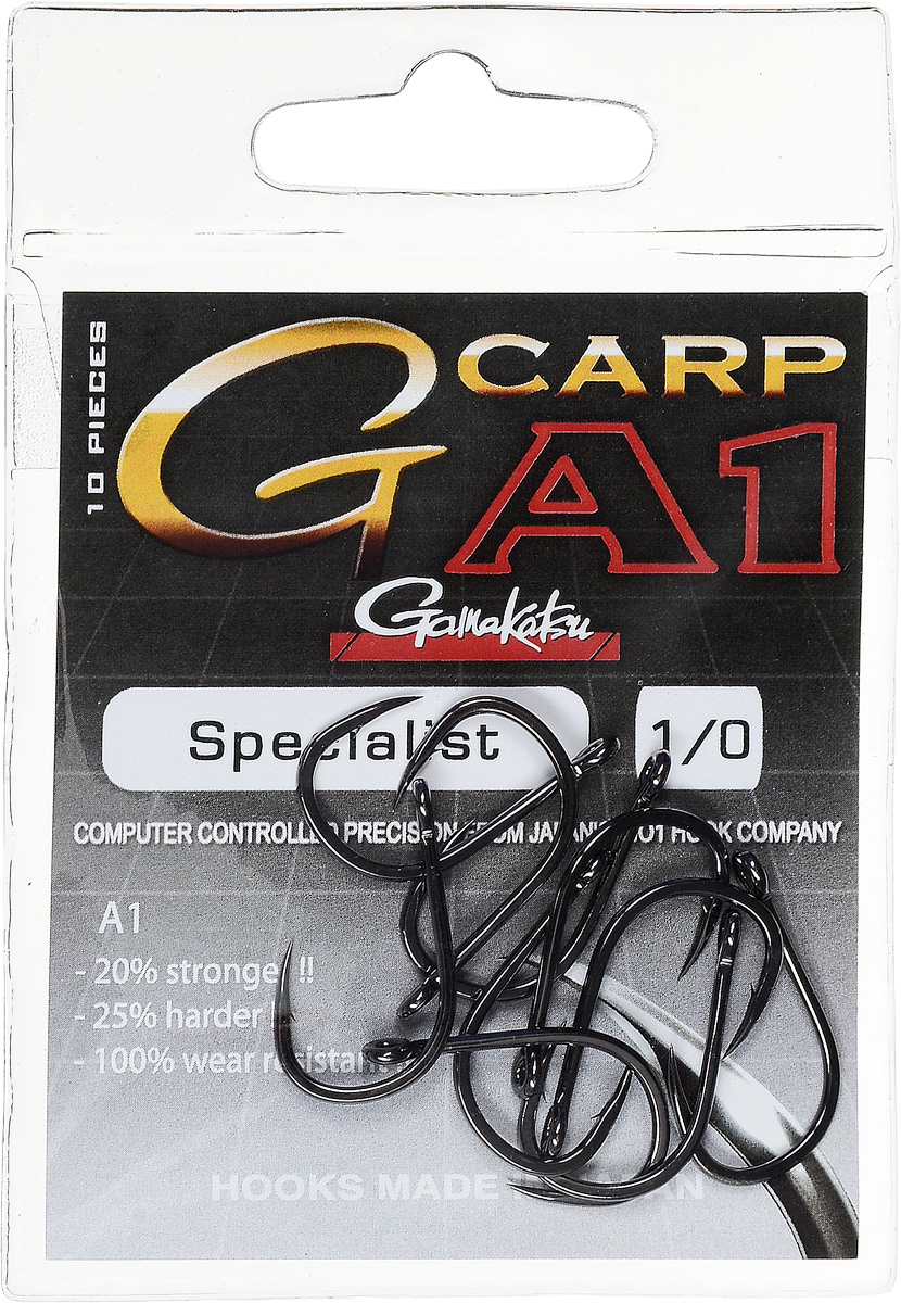 Крючок Gamakatsu "A1 G-Carp Specialist", № 1/0, 10шт