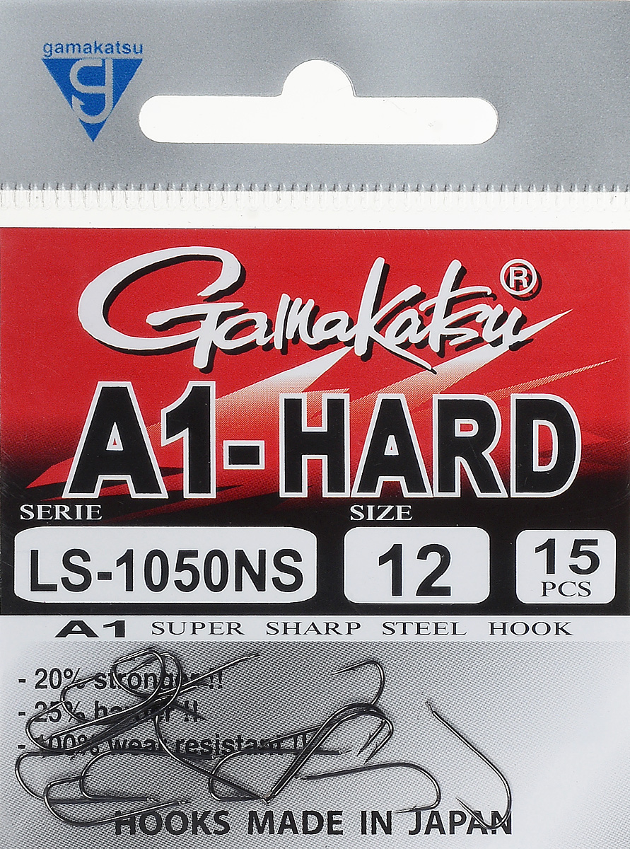 Крючок рыболовный Gamakatsu A1 LS-1050NS, размер 12, 15 шт14764501200 Крючок рыболовный Gamakatsu A1 LS-1050NS, размер 12, 15 шт14764501200Крючок Gamakatsu A1 LS-1050NS подходит для ловли рыбы. Изделие изготовлено из высококачественной стали. Крючок долго остается острым. Жало крючка отогнуто в бок. Крючок достаточно универсален и может применяться в разных видах ловли. Подходит для растительных и животных насадок. Крючок прекрасно справляется с любой рыбой как на море, так и на спокойной воде. Размер: 12. Количество: 15 шт. Вид головки: лопатка.