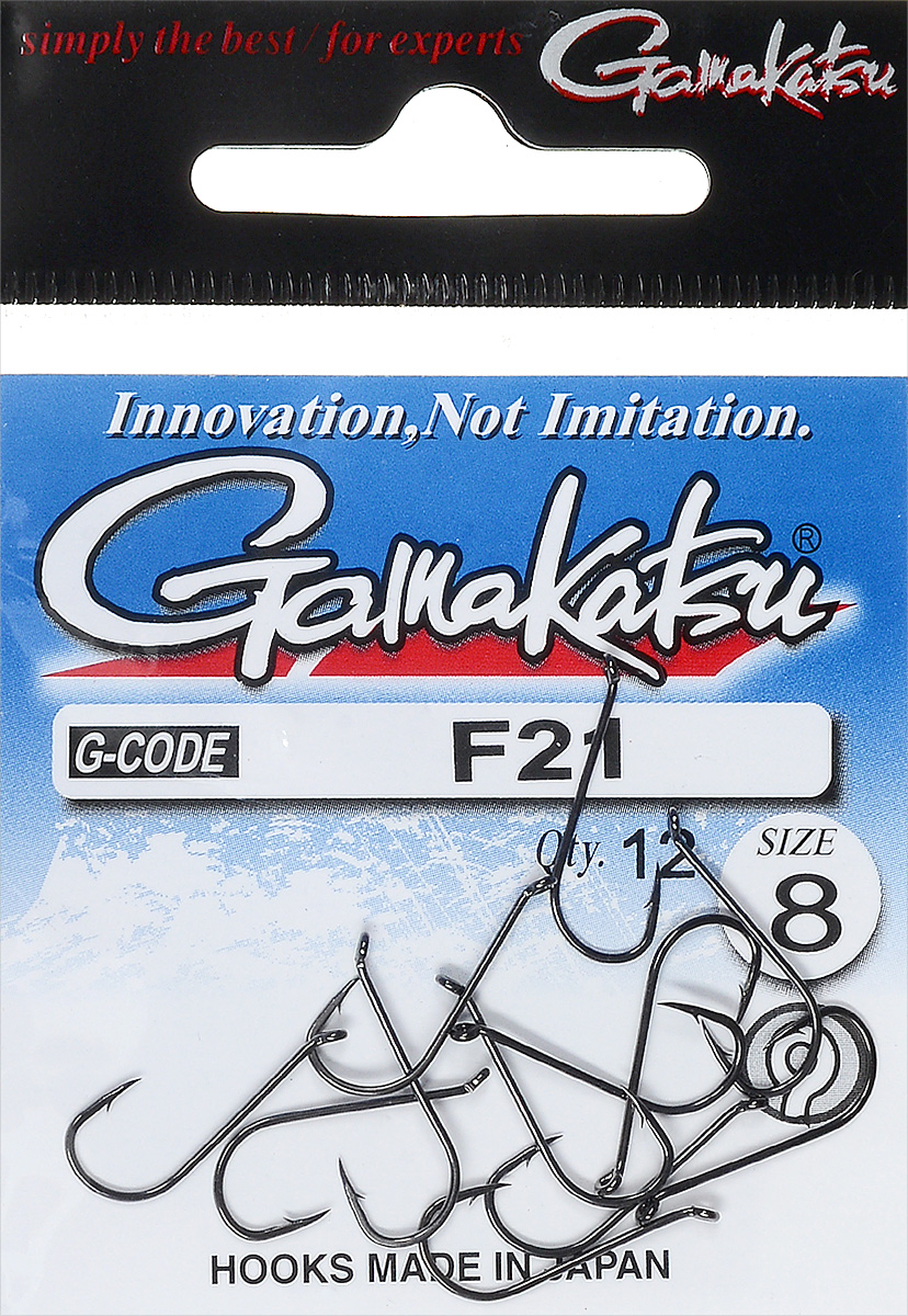 Крючок рыболовный Gamakatsu F21, размер 8, 12 шт14795200800 Крючок рыболовный Gamakatsu F21, размер 8, 12 шт14795200800Крючок Gamakatsu F21 предназначен для ловли карпа. Изделие изготовлено из высококачественной и прочной стали. Подходит для растительных и животных насадок. Головка крючка изогнута. Крючок прекрасно справляется с любой рыбой как на море, так и на спокойной воде. Размер: 8. Количество: 12 шт. Вид головки: кольцо.