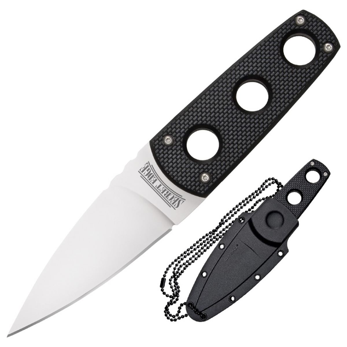Нож Cold Steel Secret Edge, с фиксированным клинком, длина клинка 8,9 смCS/11SDT Нож Cold Steel Secret Edge, с фиксированным клинком, длина клинка 8,9 смCS/11SDTНож имеет одностороннюю заточку и клинообразный профиль. Нож предназначен для ношения на шее. Длина рукояти чуть меньше длины лезвия, что делает нож удобным для скрытого ношения.