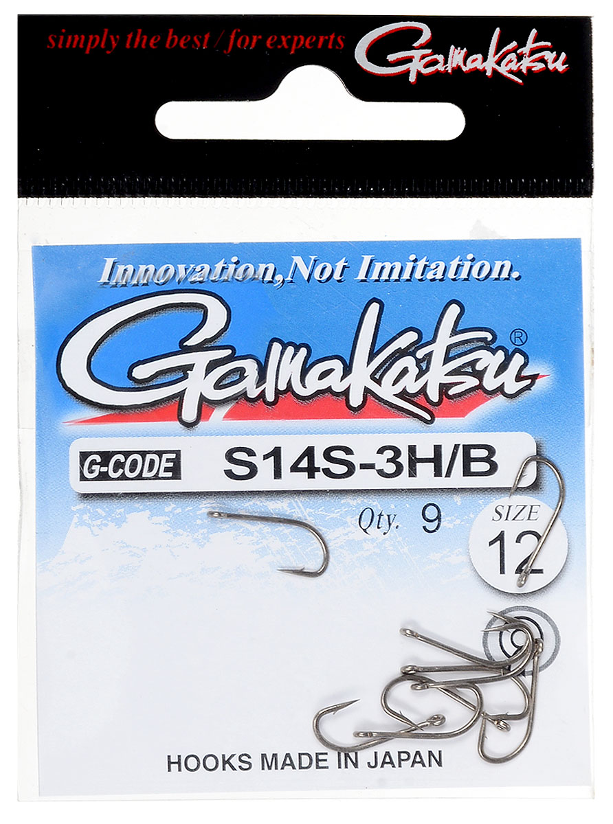Крючок рыболовный Gamakatsu S14S-3H/B, размер 12, 9 шт14902501200 Крючок рыболовный Gamakatsu S14S-3H/B, размер 12, 9 шт14902501200Крючок Gamakatsu S14S-3H/B предназначен для ловли мелкой и средней рыбы. Изделие изготовлено из высококачественной и прочной стали. Крючок прекрасно справляется с любой рыбой как на море, так и на спокойной воде. Размер: 12. Количество: 9 шт. Вид головки: кольцо.