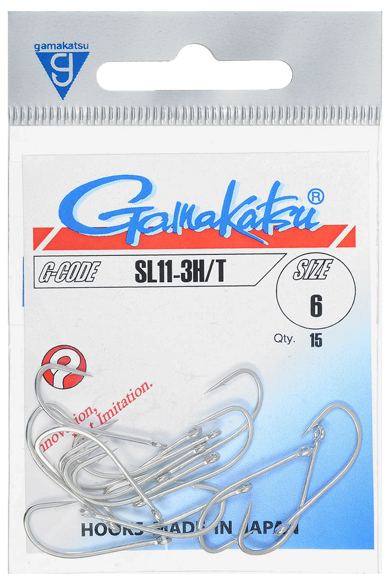 Крючок рыболовный Gamakatsu SL11-3H/T, размер 6, 15 шт14678600600 Крючок рыболовный Gamakatsu SL11-3H/T, размер 6, 15 шт14678600600Крючок Gamakatsu SL11-3H/T прекрасно подойдет для ловли крупной рыбы. Изделие изготовлено из высококачественной и прочной стали. Подходит для растительных и животных насадок. Крючок идеально справляется с любой рыбой как на море, так и на спокойной воде. Размер: 6. Количество: 15 шт. Вид головки: кольцо.