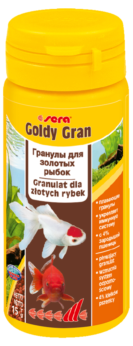 Корм для рыб Sera Goldy Gran, 50 мл (15 г)0863 Корм для рыб Sera Goldy Gran, 50 мл (15 г)0863Корм для рыб Sera Goldy Gran - комплексный корм для холодноводных рыб (аквариумных и прудовых), идеальный основной корм для золотых рыбок. Плавающие гранулы корма, благодаря высококачественным ингредиентам, обеспечивают всеми необходимыми питательными веществами даже самые привередливые виды рыб. Входящие в состав корма зародыши пшеницы гарантируют высокую усвояемость корма, в том числе при низких температурах. Рыбы, таким образом, растут и остаются здоровыми без перекармливания. Результатом кормления этим кормом будут яркие цвета, здоровый рост, крепкая иммунная система, плодовитость и жизнеспособность рыб. Инструкция по применению: Кормите небольшими порциями один-два раза в день, в течение всего года. Дозируйте такое количество корма, которое рыбы могут съесть в течение короткого периода времени. Ингредиенты: рыбная мука, кукурузный крахмал, пшеничная мука, пшеничные зародыши (4%), пшеничная клейковина, рыбий жир, пивные дрожжи, маннанолигосахариды...