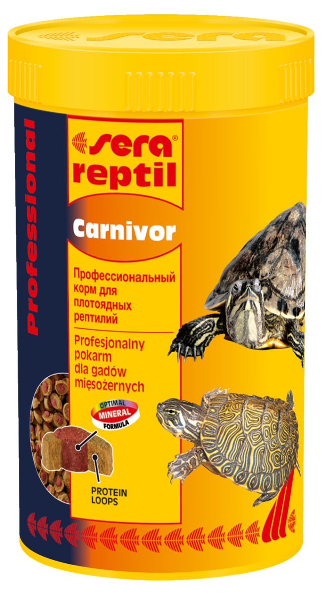 Корм для рептилий Sera Reptil Professional Carnivor, 250 мл (85 г)1820 Корм для рептилий Sera Reptil Professional Carnivor, 250 мл (85 г)1820Корм для рептилий Sera Reptil Professional Carnivor - комплексный корм для водных черепах и других плотоядных рептилий, произведенный методом коэкструзии. Инновационный коэкструдат объединяет в себе вкусную оболочку - кольцо, в котором содержатся высококачественные белки и жиры, и сердцевину, произведенную с помощью щадящего низкотемпературного процесса, сохраняющего ценные питательные вещества, с высоким содержанием необходимых витаминов, минералов и других жизненно важных веществ. Оптимальное соотношение кальция и фосфора обеспечивает здоровый рост костей и панциря животных. Инструкция по применению: Кормить экономно. Смешать со свежим кормом в соответствии с потребностями животных. Ингредиенты: рыбная мука, кукурузный крахмал, пшеничная клейковина, пшеничная мука, пивные дрожжи, цельный яичный порошок, рыбий жир, гаммарус, морские водоросли, зеленые мидии, криль, чеснок. Аналитический состав: протеин 37,4%, жиры 6,2%, клетчатка 5,6%, влажность...