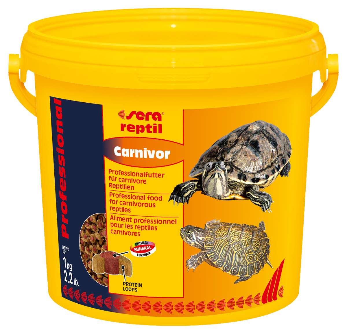 Корм для рептилий Sera Reptil Professional Carnivor, 3,8 л (1 кг)1823 Корм для рептилий Sera Reptil Professional Carnivor, 3,8 л (1 кг)1823Корм для рептилий Sera Reptil Professional Carnivor - комплексный корм для водных черепах и других плотоядных рептилий, произведенный методом коэкструзии. Инновационный коэкструдат объединяет в себе вкусную оболочку - кольцо, в котором содержатся высококачественные белки и жиры, и сердцевину, произведенную с помощью щадящего низкотемпературного процесса, сохраняющего ценные питательные вещества, с высоким содержанием необходимых витаминов, минералов и других жизненно важных веществ. Оптимальное соотношение кальция и фосфора обеспечивает здоровый рост костей и панциря животных. Инструкция по применению: Кормить экономно. Смешать со свежим кормом в соответствии с потребностями животных. Ингредиенты: рыбная мука, кукурузный крахмал, пшеничная клейковина, пшеничная мука, пивные дрожжи, цельный яичный порошок, рыбий жир, гаммарус, морские водоросли, зеленые мидии, криль, чеснок. Аналитический состав: протеин 37,4%, жиры 6,2%, клетчатка 5,6%, влажность...