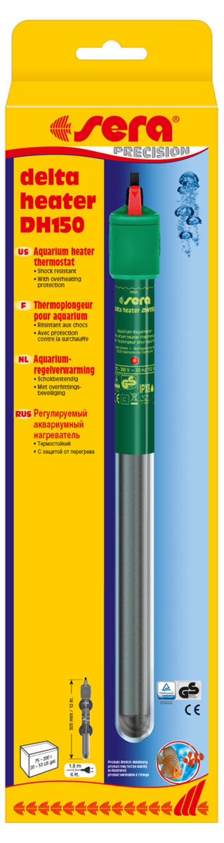 Нагреватель для аквариума Sera Delta Heater, 150 Вт8705 Нагреватель для аквариума Sera Delta Heater, 150 Вт8705Нагреватель для аквариума Sera Delta Heater изготовлен из термостойкого стекла и, благодаря относительно малому размеру, почти не занимает места в аквариуме. Нагреватель оснащен регулировкой температуры в диапазоне от 18 до 32°C. Дополнительная безопасность обеспечивается системой Защиты от перегрева. Она отключает нагреватель, если он оказывается вне воды. Отчетливо видимый индикатор информирует о рабочем состоянии прибора тремя различными цветами: зеленый (температура в порядке), красный (идет процесс нагрева), фиолетовый (защита от перегрева включена). Достаточно длинный электрический кабель (1,8 м) упрощает установку и позволяет подключить кабель так, чтобы он образовал петлю ниже уровня розетки, что предупредит попадание стекающей по кабелю воды в розетку. Объем аквариума: 70-200 л. Длина нагревателя: 30,5 см. Длина кабеля: 1,8 м.
