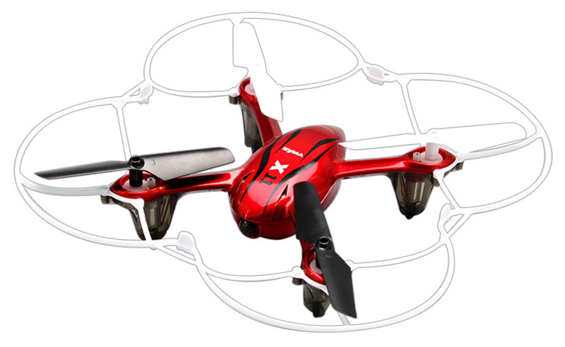 Syma Квадрокоптер на радиоуправлении X11 цвет красныйX11 red Syma Квадрокоптер на радиоуправлении X11 цвет красныйX11 redВеликолепный квадрокоптер от Syma станет вашим неразлучным спутником повсюду. Квадрокоптер X11 может последовать с вами в путешествие по горам, способен пролететь над морской гладью, степью или городским парком. Для защиты от повреждений X11 имеет у себя в арсенале защитный круг из пластика. Для того чтобы не потерять X11 в темное время суток предусмотрена яркая и красивая система подсветки. Благодаря ей управлять квадракоптером в ночное время суток так же легко и просто как и в дневное, а красочный поблескивающий свет обеспечит этому летательному аппарату повышенное внимание со стороны окружающих. В полете X11 способен пробыть около 6-8 минут, а работает он на привычной частоте 2,4 Гц.