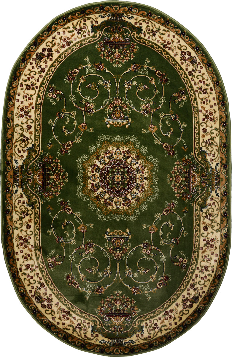 Ковер ART Carpets Арт Сапфир, овальный, 120 х 180 см203420130212183593 Ковер ART Carpets Арт Сапфир, овальный, 120 х 180 см203420130212183593Ковер ART Carpets Арт Сапфир изготовлен из вискозы (100% полипропилена). Структура волокна гладкая, поэтому грязь не будет въедаться и скапливаться на ворсе. Практичный и износоустойчивый ворс не истирается и не накапливает статическое электричество. Ковер обладает хорошими показателями теплостойкости и шумоизоляции. Оригинальный рисунок позволит гармонично оформить интерьер комнаты, гостиной или прихожей. За счет невысокого ворса ковер легко чистить. При надлежащем уходе ковер прослужит долго, не утратив ни яркости узора, ни блеска ворса, ни упругости. Самый простой способ избавить изделие от грязи - пропылесосить его с обеих сторон (лицевой и изнаночной). Хранить рекомендуется в свернутом рулоном виде.