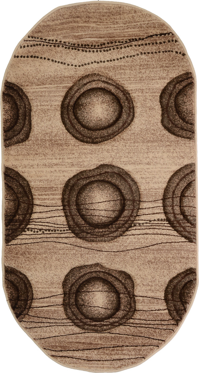Ковер Mutas Carpet Карвинг, овальный, цвет: бежевый, коричневый, 80 х 150 см35750N20120820103543 Ковер Mutas Carpet Карвинг, овальный, цвет: бежевый, коричневый, 80 х 150 см35750N20120820103543Ковер Mutas Carpet Карвинг изготовлен из прочного синтетического материала heat-set, улучшенного варианта полипропилена (эта нить получается в результате его дополнительной обработки). Полипропилен износостоек, нетоксичен, не впитывает влагу, не провоцирует аллергию. Структура волокна в полипропиленовых коврах гладкая, поэтому грязь не будет въедаться и скапливаться на ворсе. Практичный и износоустойчивый ворс не истирается и не накапливает статическое электричество. Ковер обладает хорошими показателями теплостойкости и шумоизоляции. Оригинальный рисунок позволит гармонично оформить интерьер комнаты, гостиной или прихожей. За счет невысокого ворса ковер легко чистить. При надлежащем уходе синтетический ковер прослужит долго, не утратив ни яркости узора, ни блеска ворса, ни упругости. Самый простой способ избавить изделие от грязи - пропылесосить его с обеих сторон (лицевой и изнаночной). Влажная уборка с применением шампуней...