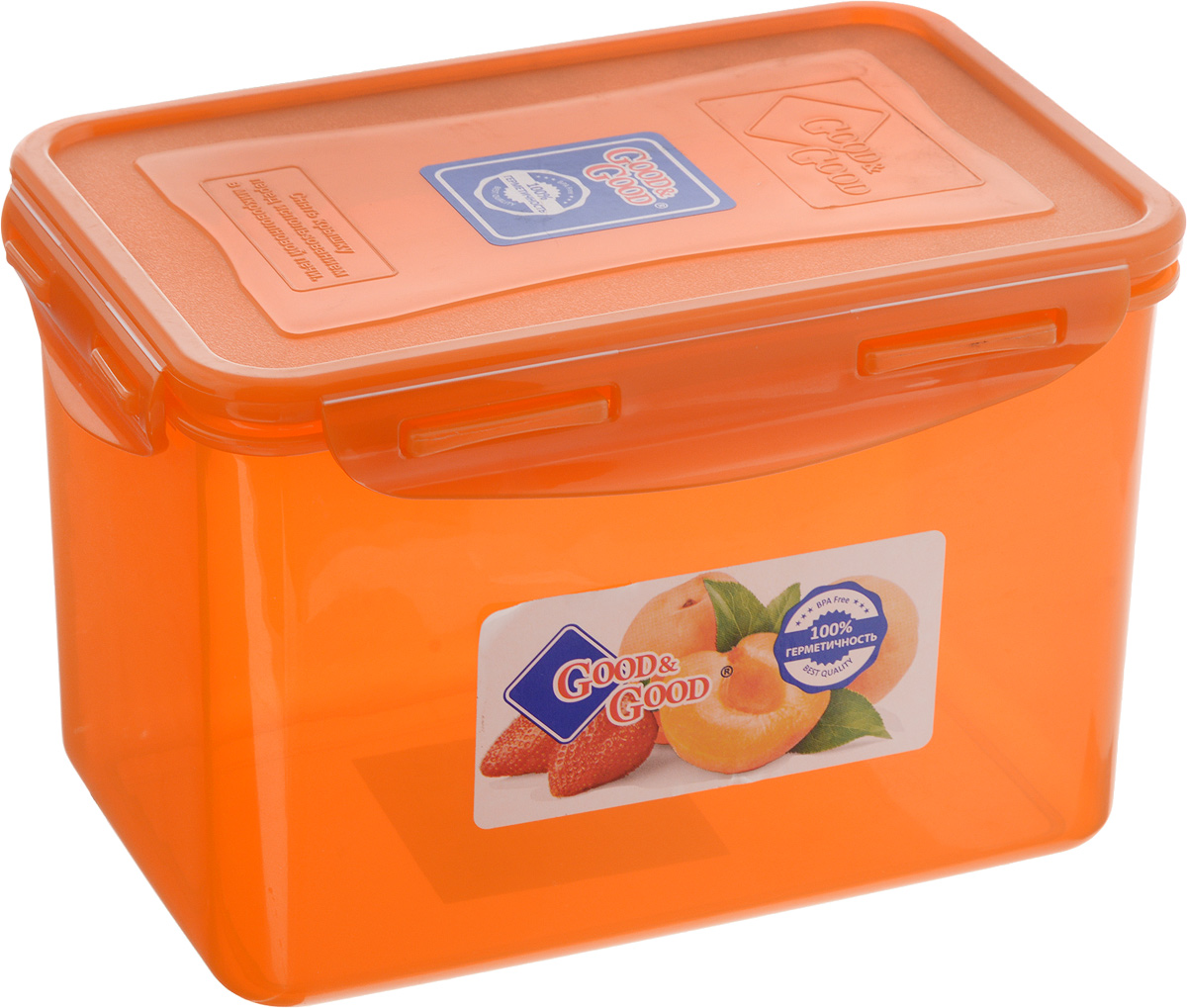 Контейнер для пищевых продуктов Good&Good, 2,2 л3-3/COLORS_оранжевый Контейнер для пищевых продуктов Good&Good, 2,2 л3-3/COLORS_оранжевыйКонтейнер Good&Good, изготовленный из высококачественного полипропилена, предназначен для хранения любых пищевых продуктов. Крышка с силиконовой вставкой герметично защелкивается специальным механизмом. Изделие устойчиво к воздействию масел и жиров, легко моется. Полупрозрачные стенки позволяют видеть содержимое. Контейнер имеет возможность хранения продуктов глубокой заморозки, обладает высокой прочностью. Контейнер Good&Good удобен для ежедневного использования в быту. Можно мыть в посудомоечной машине и использовать в холодильнике и микроволновой печи. Размер контейнера (с учетом крышки): 13,5 х 20 х 13 см.