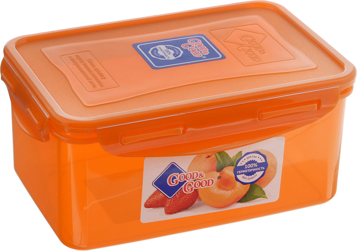 Контейнер для пищевых продуктов Good&Good, цвет: оранжевый, 1,5 л3-2/COLORS_оранжевый Контейнер для пищевых продуктов Good&Good, цвет: оранжевый, 1,5 л3-2/COLORS_оранжевыйКонтейнер Good&Good, изготовленный из высококачественного полипропилена, предназначен для хранения любых пищевых продуктов. Крышка с силиконовой вставкой герметично защелкивается специальным механизмом. Изделие устойчиво к воздействию масел и жиров, легко моется. Контейнер имеет возможность хранения продуктов глубокой заморозки, обладает высокой прочностью. Контейнер Good&Good удобен для ежедневного использования в быту. Можно мыть в посудомоечной машине и использовать в холодильнике и микроволновой печи. Размер контейнера (с учетом крышки): 13,5 х 20 х 9 см.