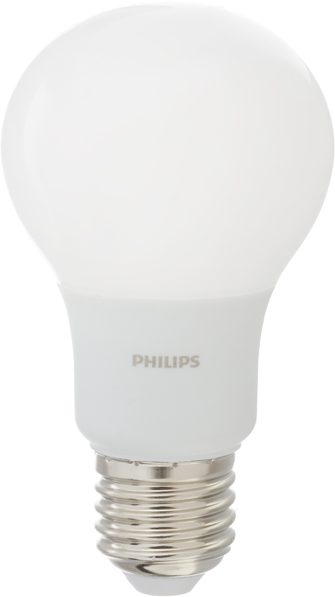 Лампа светодиодная Philips, цоколь E27, 6W, 6500КЛампа LEDBulb 6-50W E27 6500K 230VA60/PF Лампа светодиодная Philips, цоколь E27, 6W, 6500КЛампа LEDBulb 6-50W E27 6500K 230VA60/PFСовременные светодиодные лампы Philips экономичны, имеют долгий срок службы и мгновенно загораются, заполняя комнату светом. Лампа классической формы и высокой яркости позволяет создать уютную и приятную обстановку в любой комнате вашего дома. Светодиодные лампы потребляют на 88 % меньше электроэнергии, чем обычные лампы накаливания, излучая при этом привычный и приятный свет. Срок службы светодиодной лампы Philips составляет до 15 000 часов, что соответствует общему сроку службы 15 ламп накаливания. В результате менять лампы приходится значительно реже, что сокращает количество отходов. Напряжение: 220-240 В. Световой поток: 470 lm. Угол светового пучка: 270°.
