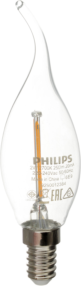 Лампа светодиодная Philips LED candle, цоколь E14, 2W, 2700KЛампа LEDClassic 2-25W BA35 E14 WW CL Лампа светодиодная Philips LED candle, цоколь E14, 2W, 2700KЛампа LEDClassic 2-25W BA35 E14 WW CLСовременные светодиодные лампы LED candle экономичны, имеют долгий срок службы и мгновенно загораются, заполняя комнату светом. Лампа оригинальной формы и высокой яркости позволяет создать уютную и приятную обстановку в любой комнате вашего дома. Светодиодные лампы потребляют до 92 % меньше электроэнергии, чем обычные лампы накаливания, излучая при этом привычный и приятный теплый свет. Срок службы светодиодной лампы LED candle составляет до 15 000 часов, что соответствует общему сроку службы пятнадцати ламп накаливания. Благодаря чему менять лампы приходится значительно реже, что сокращает количество отходов. Напряжение: 220-240 В. Световой поток: 250 lm. Эквивалент мощности в ваттах: 25 Вт.