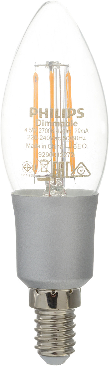 Лампа светодиодная Philips LED candle, цоколь E14, 4,5W, 2700K. 47514751 Лампа светодиодная Philips LED candle, цоколь E14, 4,5W, 2700K. 47514751Современные светодиодные лампы LED candle экономичны, имеют долгий срок службы и мгновенно загораются, заполняя комнату светом. Лампа формы свеча и высокой яркости позволяет создать уютную и приятную обстановку в любой комнате вашего дома. Светодиодные лампы потребляют до 91 % меньше электроэнергии, чем обычные лампы накаливания, излучая при этом привычный и приятный теплый свет. Срок службы светодиодной лампы LED candle составляет до 15 000 часов, что соответствует общему сроку службы пятнадцати ламп накаливания. Благодаря чему менять лампы приходится значительно реже, что сокращает количество отходов. Напряжение: 220-240 В. Световой поток: 470 lm. Эквивалент мощности в ваттах: 50 Вт.