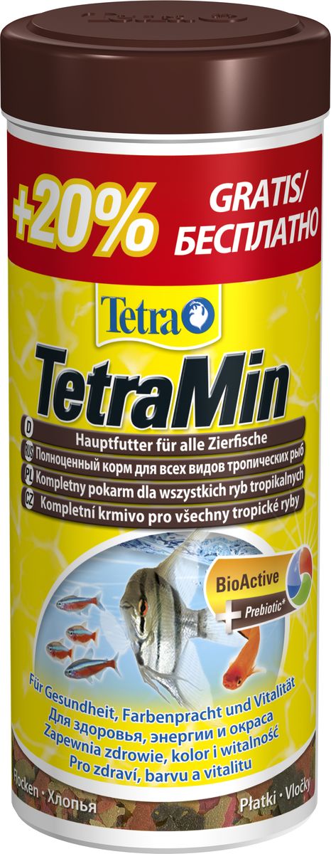Корм Tetra TetraMin, для всех видов рыб, хлопья, 300 мл762718A Корм Tetra TetraMin, для всех видов рыб, хлопья, 300 мл762718ATetraMin – Основной корм для долгой и здоровой жизни всех видов тропических рыб. С новой формулой для гарантированно* чистой воды. с запатентованной формулой BioActive- для продолжительной и здоровой жизни Ваших питомцев содержит 40 видов отборного высококачественного сырья Тщательно отобранная комбинация из высококачественных питательных веществ, витаминов и минералов для полноценного, здорового питания легко усваивается всеми видами тропических рыб Рыба и побочные рыбные продукты, зерновые культуры, дрожжи, экстракты растительного белка, моллюски и ракообразные, масла и жиры, сахар (олигофруктоза 1%), водоросли, минеральные вещества.