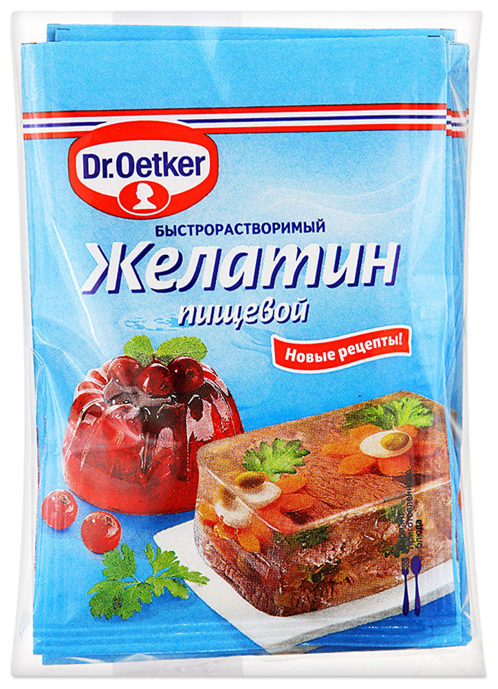 Dr.Oetker желатин пищевой, 5 пакетиков по 10 г1-84-071750 Dr.Oetker желатин пищевой, 5 пакетиков по 10 г1-84-071750Пищевой желатин Dr.Oetker используется для приготовления холодца, рыбного и мясного заливного, муссов и фруктово-ягодных желе. Желатин Dr.Oetker не требует длительного замачивания.