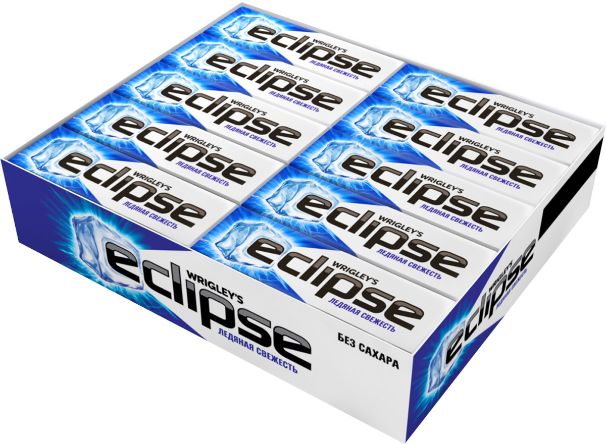 Eclipse Ледяная свежесть жевательная резинка без сахара, 30 пачек по 13,6 г4009900392969 Eclipse Ледяная свежесть жевательная резинка без сахара, 30 пачек по 13,6 г4009900392969Попробуйте по-настоящему ледяную свежесть. Жевательная резинка Eclipse освежает дыхание и придает уверенности в общении. Уверен в дыхании - уверен в себе! Уважаемые клиенты! Обращаем ваше внимание, что полный перечень состава продукта представлен на дополнительном изображении.