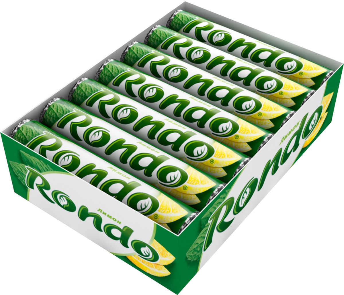 Rondo Лимон освежающие конфеты, 14 пачек по 30 г5000159372862 Rondo Лимон освежающие конфеты, 14 пачек по 30 г5000159372862Освежающие конфеты Rondo с ароматом лимона и мяты освежают дыхание и делают день слаще! Уникальный продукт, созданный в 1996 году специально для российских потребителей, по-прежнему остается одним из любимых оружий против несвежего дыхания. Свежее дыхание облегчает понимание! Уважаемые клиенты! Обращаем ваше внимание, что полный перечень состава продукта представлен на дополнительном изображении.