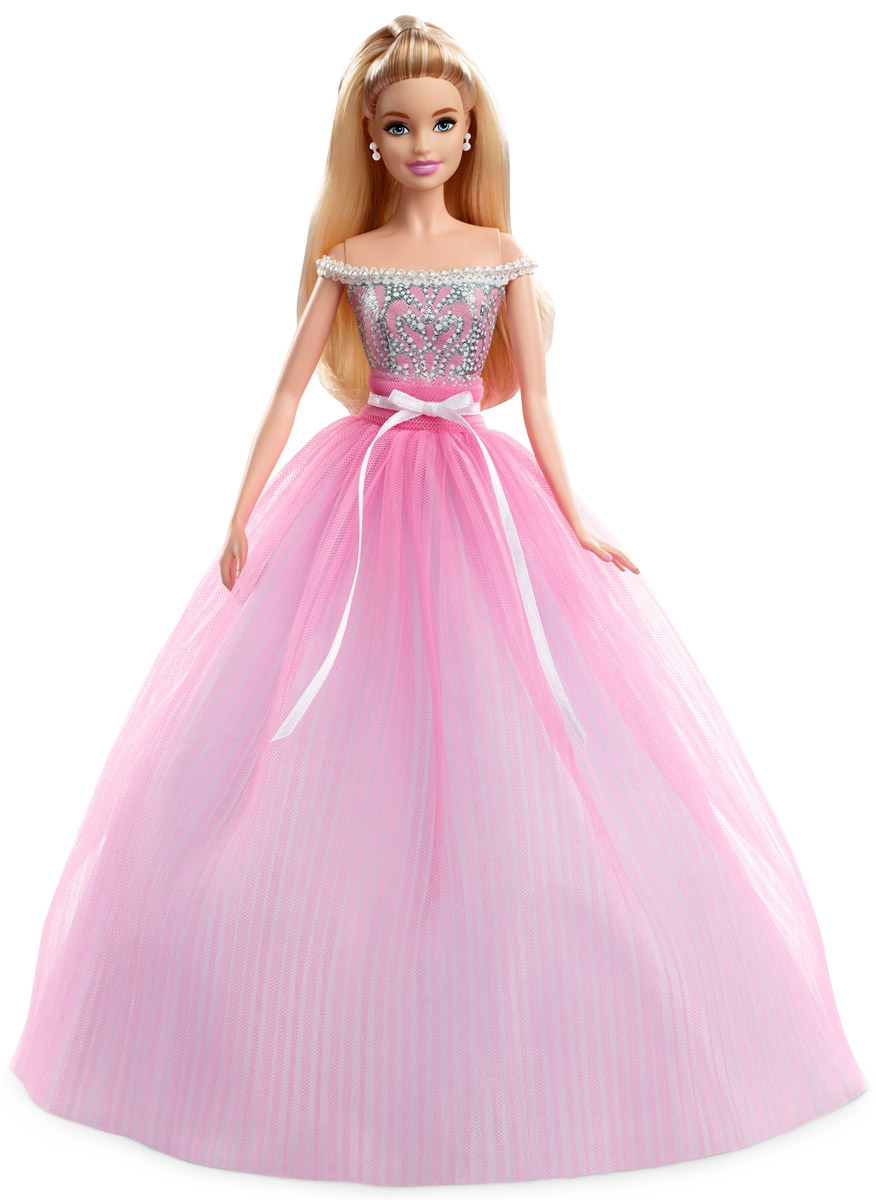 Barbie Коллекционная кукла Пожелания ко дню рожденияDVP49 Barbie Коллекционная кукла Пожелания ко дню рожденияDVP49В особенный день нужен особенный подарок! Кукла Barbie Пожелания ко дню рождения исполняет мечты и делает праздник незабываемым! На кукле нарядное розовое платье с блестящим лифом, украшенным жемчужинами в зоне декольте, пышная юбка оформлена атласным бантом на талии. С куклой прилагается подставка и сертификат подлинности.