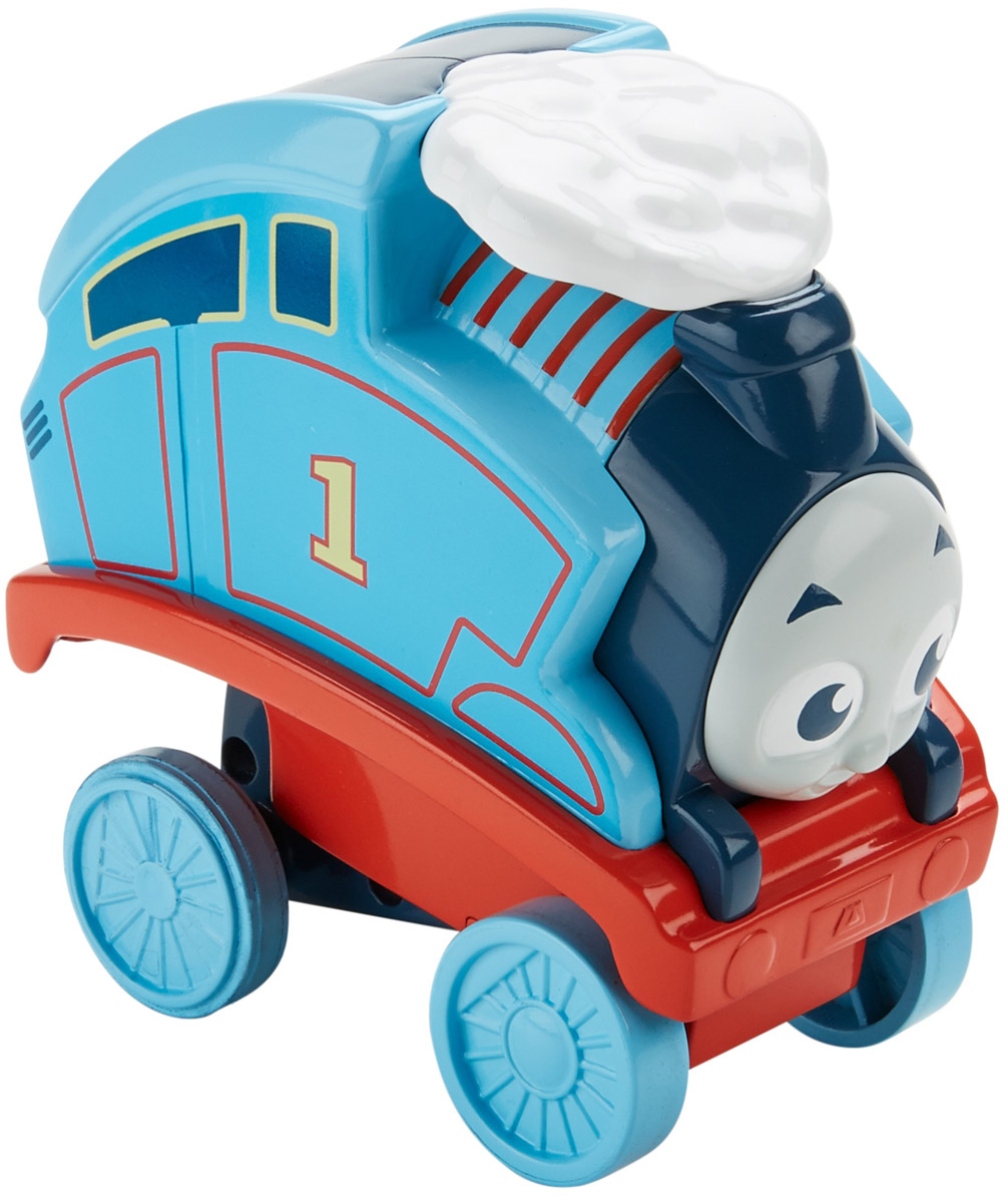Thomas & Friends Переворачивающийся паровозик ТомасDTP10 Thomas & Friends Переворачивающийся паровозик ТомасDTP10Прыгун Томас от Fisher Price готов удивить детей невероятными трюками! Нажмите на крышу Томаса, и он понесется вперед и сделает сальто! После кувырка он приземлится на все свои колеса! И вот он снова готов к прыжку! Пока дети разбираются, как их паровозик делает сальто, они развивают любознательность и понимание причины и следствия. Нажимая на крышу Томаса, катая игрушку и бегая за ней после прыжка, дети развивают моторику. Полный вперед к новым трюкам и приключениям с синим паровозиком № 1!