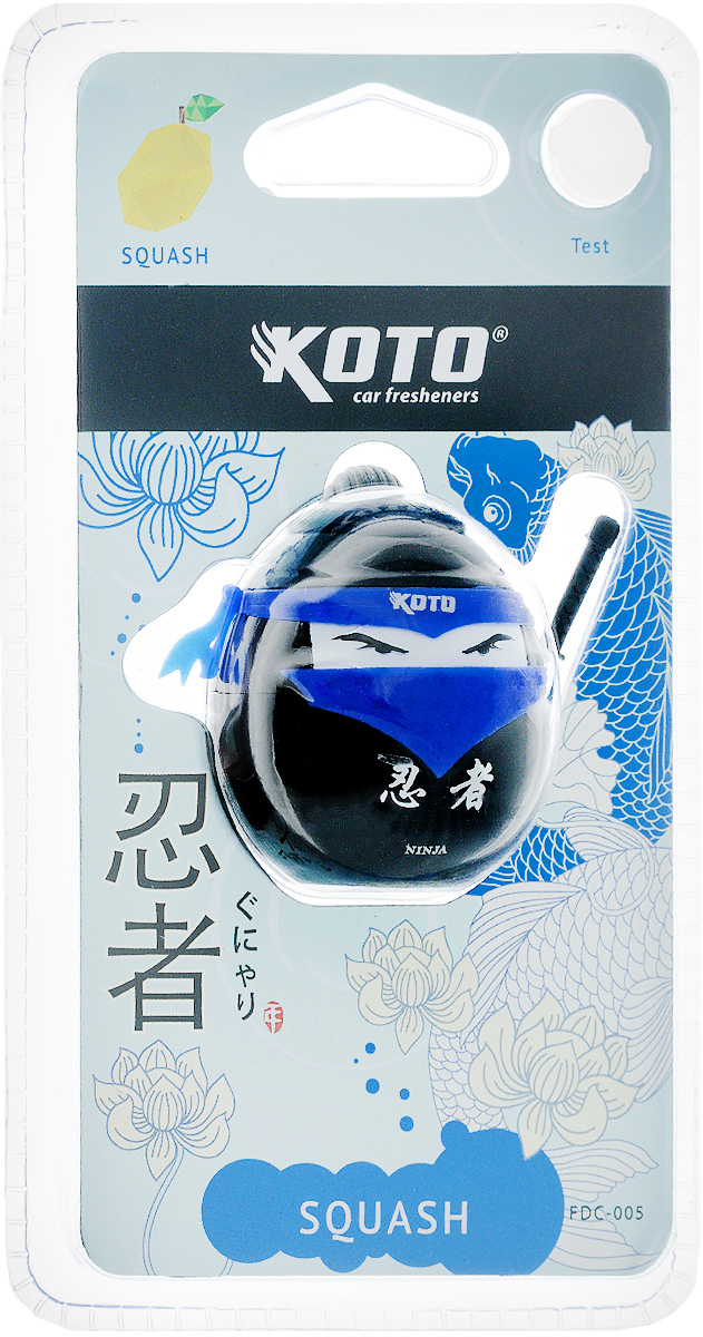 Ароматизатор автомобильный Koto Ниндзя. Squash, меловой, на дефлектор, 20 гFDC-005 Ароматизатор автомобильный Koto Ниндзя. Squash, меловой, на дефлектор, 20 гFDC-005Автомобильный ароматизатор Koto Ниндзя. Squash эффективно устраняет неприятные запахи и придает приятный аромат. Сочетание мела с парфюмами наилучшего качества обеспечивает устойчивый запах. Кроме того, ароматизатор обладает элегантным дизайном. Благодаря специальной конструкции, изделие крепится на дефлектор.
