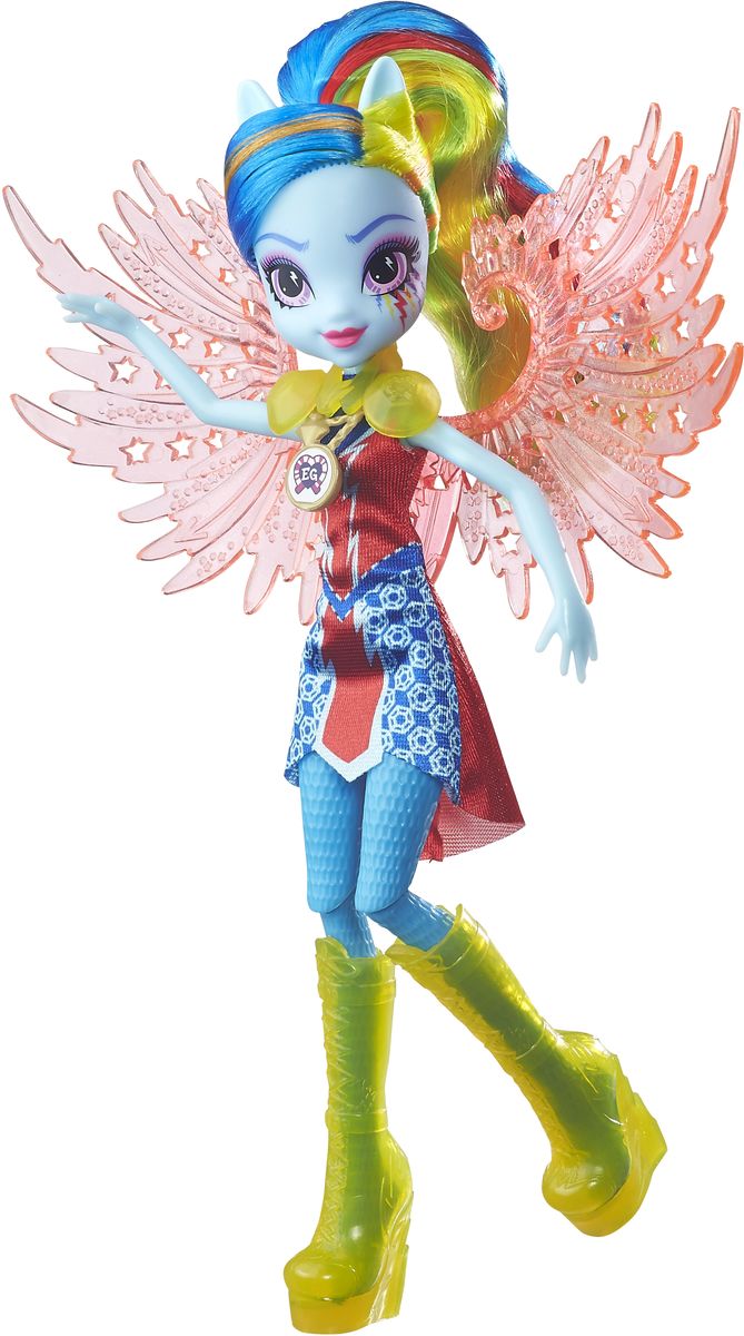 My Little Pony Equestria Girls Кукла Легенда Вечнозеленого леса Рейнбоу ДешB6479 My Little Pony Equestria Girls Кукла Легенда Вечнозеленого леса Рейнбоу ДешB6479Делюкс куклы Сансет Шиммер, Твайлайт Спаркл и Рейнбоу Деш в шикарном кристальном наряде, с блестящим телом и крыльями и невероятно длинными волосами с переливающимися прядками. На каждой кукле нанесен специальный код, отсканировав который своим мобильным устройством, можно разблокировать новые наряды и аксессуары в мобильном приложении MY LITTLE PONY EQUESTRIA GIRLS.