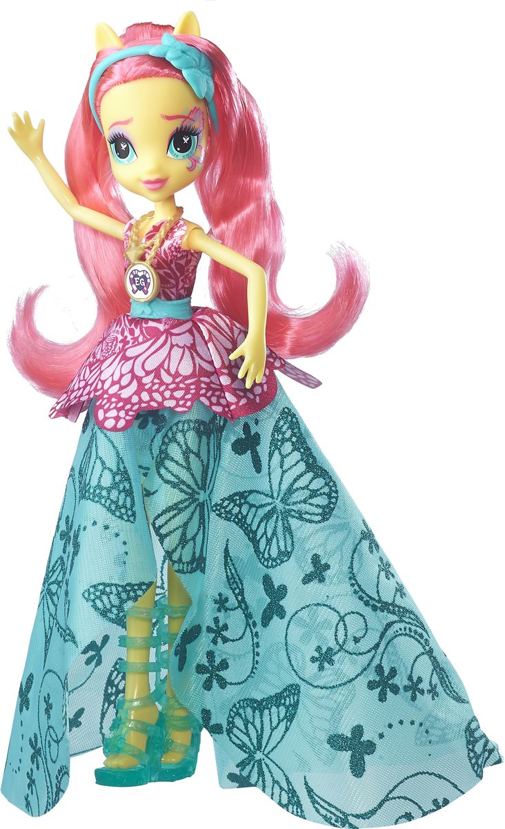 My Little Pony Equestria Girls Кукла Легенда Вечнозеленого леса ФлаттершайB6478 My Little Pony Equestria Girls Кукла Легенда Вечнозеленого леса ФлаттершайB6478Делюкс куклы Рарити, Флаттершай и Глориоса в образах, в которых они появились на Кристальной ночи в мультфильме Легенда Вечнозеленого леса после спасения лагеря. Цветочные мотивы в дизайн туфель, блестки и венки в волосах создают нежные и прекрасные образы. На каждой кукле нанесен специальный код, отсканировав который своим мобильным устройством, можно разблокировать новые наряды и аксессуары в мобильном приложении MY LITTLE PONY EQUESTRIA GIRLS.