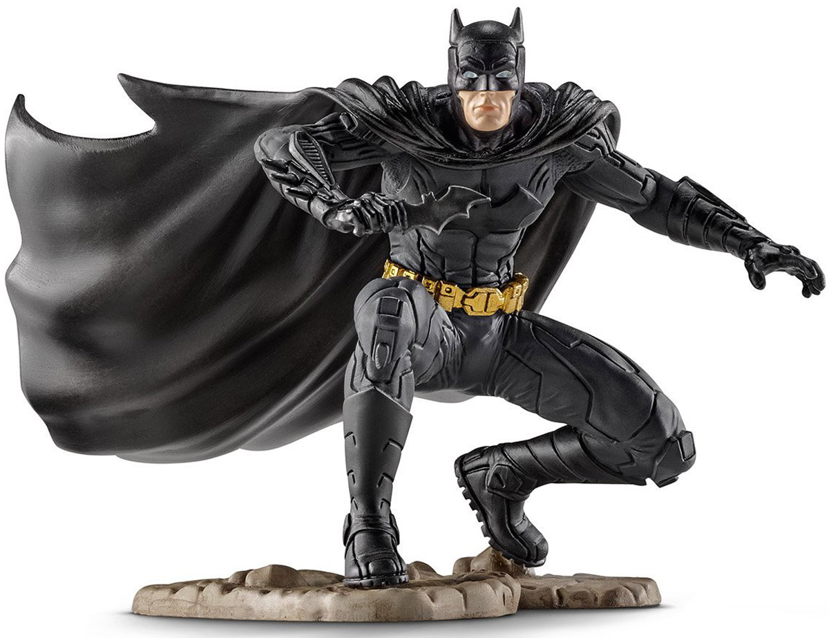 Schleich Фигурка Бэтмен на колене22503 Schleich Фигурка Бэтмен на колене22503Фигурка Schleich Бэтмен на колене станет прекрасным подарком для вашего ребенка. Великолепно детализированная фигурка супергероя изготовлена из каучукового пластика. Такая фигурка непременно понравится вашему ребенку, а также привлечет внимание взрослых коллекционеров, и станет замечательным украшением любой коллекции. Восхитительная фигурка сделает игры в супергероев еще увлекательнее и интереснее! У игрушки есть широкое основание, благодаря которому она прочно стоит на различных поверхностях. Бэтмен вновь готов спасти Готэм Сити! Для этого он облачился в свой черный облегающий костюм, набросил на плечи плащ и надел на лицо маску для того, чтобы никто не смог узнать его. В своем прекрасном облачении он спешит на помощь жителям города Готэм.
