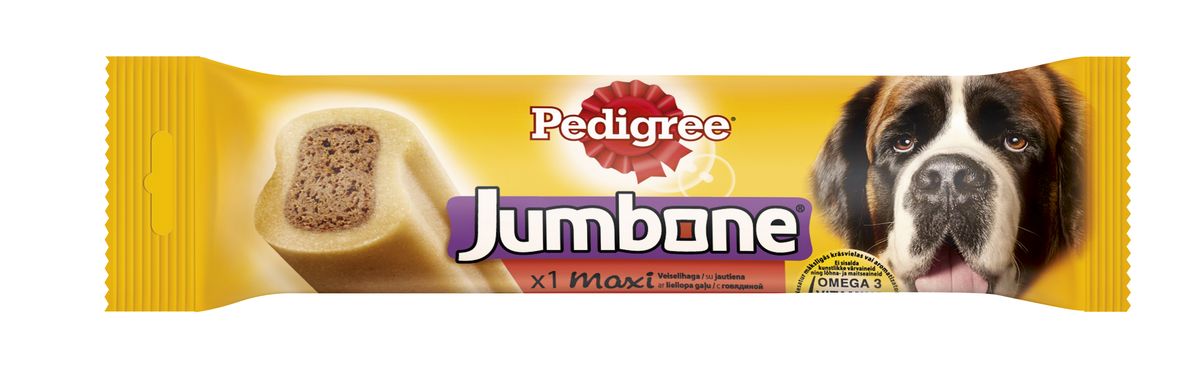 Лакомство для собак Pedigree Jumbone Maxi, с говядиной, 210 г10223 Лакомство для собак Pedigree Jumbone Maxi, с говядиной, 210 г10223Вкусное жевательное лакомство Pedigree Jumbone Maxi доставит вашему питомцу удовольствие и позаботится о его здоровье. Лакомство представляет собой большую косточку с натуральным вкусом говядины. В состав лакомства входят витамины и микроэлементы, которые помогут поддерживать зубы, кожу и шерсть вашей собаки в отличном состоянии. Не содержит искусственных красителей и ароматизаторов. Характеристики: Состав: злаки, продукты растительного происхождения, сахара, мясо и субпродукты (в том числе 4% говядины), минералы, растительные белковые экстракты, масла и жиры, семена и травы. Пищевая ценность на 100 г: белок - 7 г, жир - 1,5 г, зола - 4 г, клетчатка - 2,5 г, влажность - 15 г, кальций 0,6 г, омега 3 жирные кислоты - 56,7 мг, Витамин А - 503МЕ, Витамин Е - 5,04 мг, сульфат железа - 4,67 мг. Энергетическая ценность на 100 г: 298 ккал. Вес: 210 г. Товар сертифицирован.