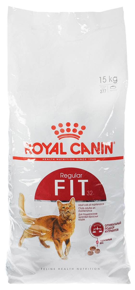 Корм сухой Royal Canin Fit 32 для кошек, имеющих доступ на улицу, 15 кг437150 Корм сухой Royal Canin Fit 32 для кошек, имеющих доступ на улицу, 15 кг437150Royal Canin Fit 32 - это полнорационный сбалансированный корм для кошек, живущих в помещении и редко бывающих на улице. Эти кошки выходят на улицу лишь от случая к случаю и проводят больше времени дома. Рацион таких кошек должен содержать все необходимые питательные вещества для поддержания хорошей физической формы. Необходимо учитывать предрасположенность этих кошек к набору избыточного веса, так как при долгом пребывании в помещении потребление калорий может превышать энергетические затраты. Они часто вылизывают свою шерсть, следовательно, возрастает риск образования волосяных комочков в желудке кошки. Fit 32 - сбалансированный продукт, который состоит из 52 питательных веществ. Этот корм прекрасно удовлетворяет потребности кошек в белках, жирных кислотах, пищевых волокнах, витаминах и минералах, и помогает сохранить отличную физическую форму кошки. Поддержание идеального веса кошки благодаря оптимальному уровню калорийности, адаптированному для кошки с...