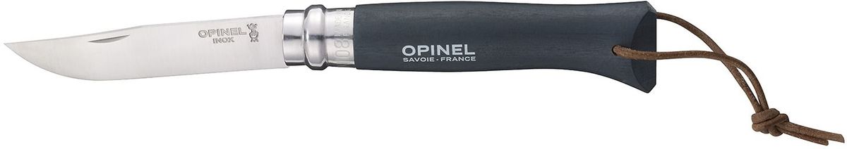 Нож Opinel Tradition. Colored №08, длина клинка 8,5 см, цвет: серый001706 Нож Opinel Tradition. Colored №08, длина клинка 8,5 см, цвет: серый001706Нож Opinel Tradition Colored №08, нержавеющая сталь, рукоять - граб, цвет - серый, с темляком. Идеальный карманный нож для пикника, барбекю, походов, охоты и рыбалки. Характеристики ножа: Материал лезвия: сталь Sandvik 12C27 Материал рукояти: окрашенный граб, цвет серый Тип ножевого замка: Viroblock Приспособление для открытия клинка: насечка на лезвии Длина лезвия, см: 8,5 Длина ножа, см: 19 Ширина лезвия, см: 1,73 Длина в сложенном положении, см: 11 Вес, гр: 45 Viroblock - оригинальное запорное устройство, представляющее собой кольцо с прорезью, которое, будучи повернуто относительно оси ножа, упирается в пятку клинка и не доет ножу самопроизвольно складываться при работе или раскладываться в кармане. Конструкция эта защищена патентом и устанавливается на ножи Opinel с 1955 года, начиная с модели n° 6.