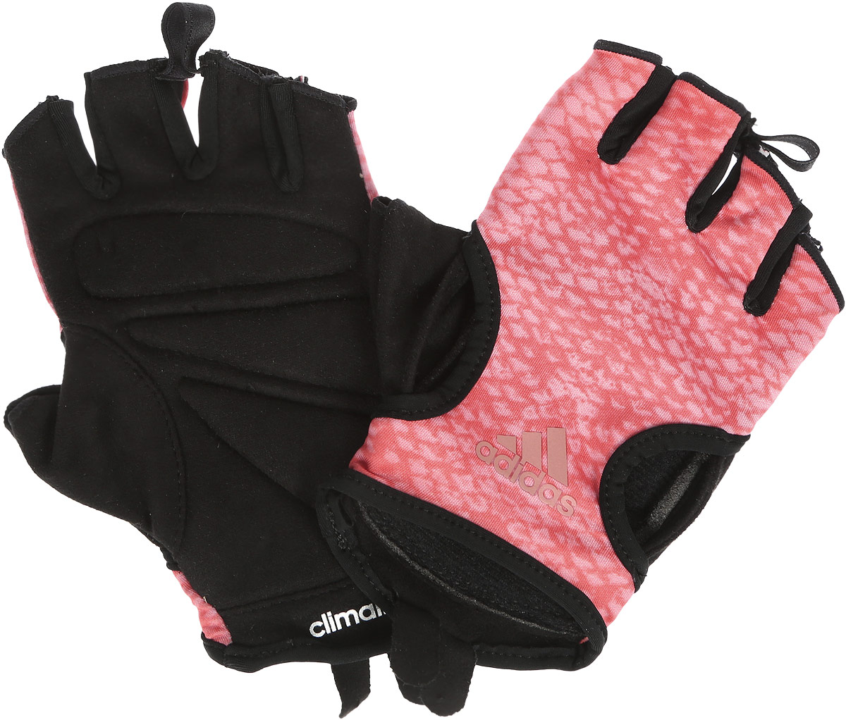 Перчатки для фитнеса Adidas Clmlt Gr Glovew, цвет: черный, оранжевый, розовый. Размер M (20)S99608 Перчатки для фитнеса Adidas Clmlt Gr Glovew, цвет: черный, оранжевый, розовый. Размер M (20)S99608Тренировочные перчатки Adidas Clmlt Gr Glovew обеспечат твоим рукам дополнительную защиту и сцепление во время хвата. Модель из эластичного тканого материала (85% полиэстер, 15% эластан) с технологией Сlimalite быстро и эффективно отводит влагу с поверхности кожи, поддерживая комфортный микроклимат. Замшевая сторона на ладони с мягкими амортизирующими вставками служат для дополнительной защиты и сцепления. Специальная вставка в области большого пальца эффективно поглощает влагу. Петелька между пальцами позволяет легко и быстро снимать перчатку. Яркая графика на тыльной стороне. Длина: 16 см. Ширина: 8 см.