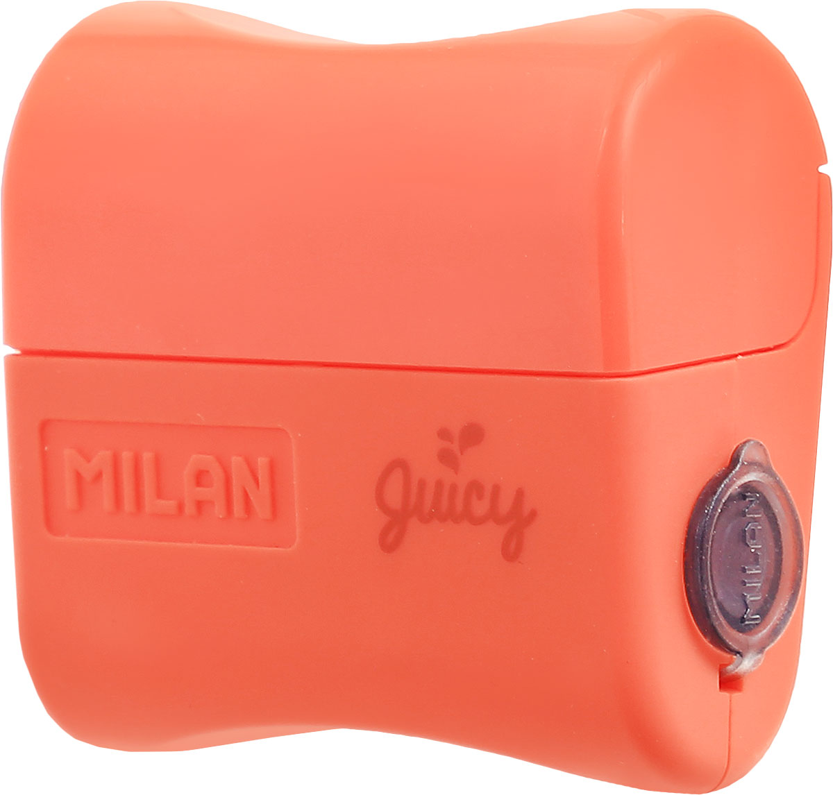 Milan Точилка Juicy с контейнером цвет оранжевый20164132_оранжевый Milan Точилка Juicy с контейнером цвет оранжевый20164132_оранжевыйДизайнерская точилка Milan Juicy с контейнером оснащена безопасной системой заточки. Эта система предотвращает отделение лезвия от точилки. Идеально подходит для использования в школах. Стальное лезвие острое и устойчиво к повреждению. Идеально подходит для заточки графитовых и цветных карандашей.
