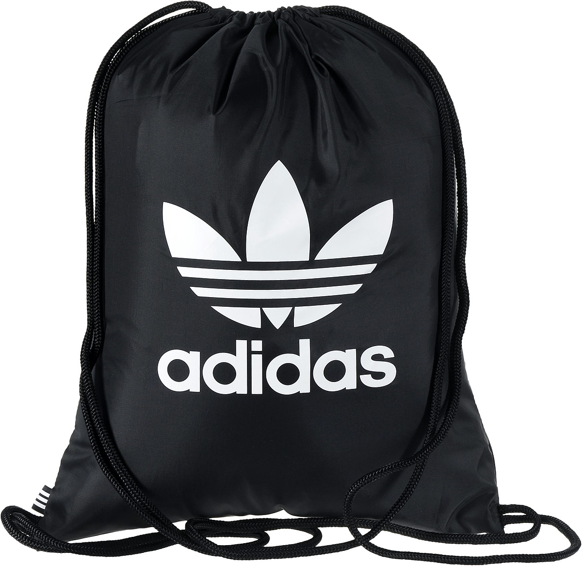 Рюкзак спортивный Adidas Trefoil, цвет: черный, 23 л. BK6726BK6726 Рюкзак спортивный Adidas Trefoil, цвет: черный, 23 л. BK6726BK6726Стильный спортивный рюкзак Adidas Trefoil выполнен из полиэстера и оформлен символикой бренда. Изделие имеет одно основное отделение, которое закрывается с помощью затягивающего шнурка. С внутренней стороны изделие оснащено удобной ручкой для переноски. Снаружи, с одной из боковых сторон находится прорезной карман на застежке-молнии. Веревочные завязки можно использовать как наплечные лямки. Стильный и функциональный рюкзак поместит все необходимое.