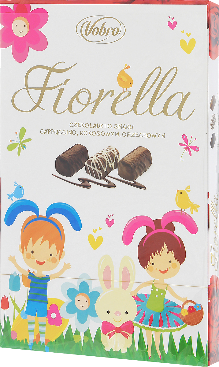 Vobro Fiorella набор шоколадных конфет, 140 г9352_пасхальный дизайн Vobro Fiorella набор шоколадных конфет, 140 г9352_пасхальный дизайнVobro Fiorella - это 3 дополнительных вкуса, создающих набор, который не надоест. Под деликатным шоколадом скрыт вкус кокоса, ореха и капучино. Пралине доступны в трех различных графических упаковках. Такая коробка конфет будет идеальным подарком вместо одних цветов. Такой набор, несомненно, порадует каждую женщину.